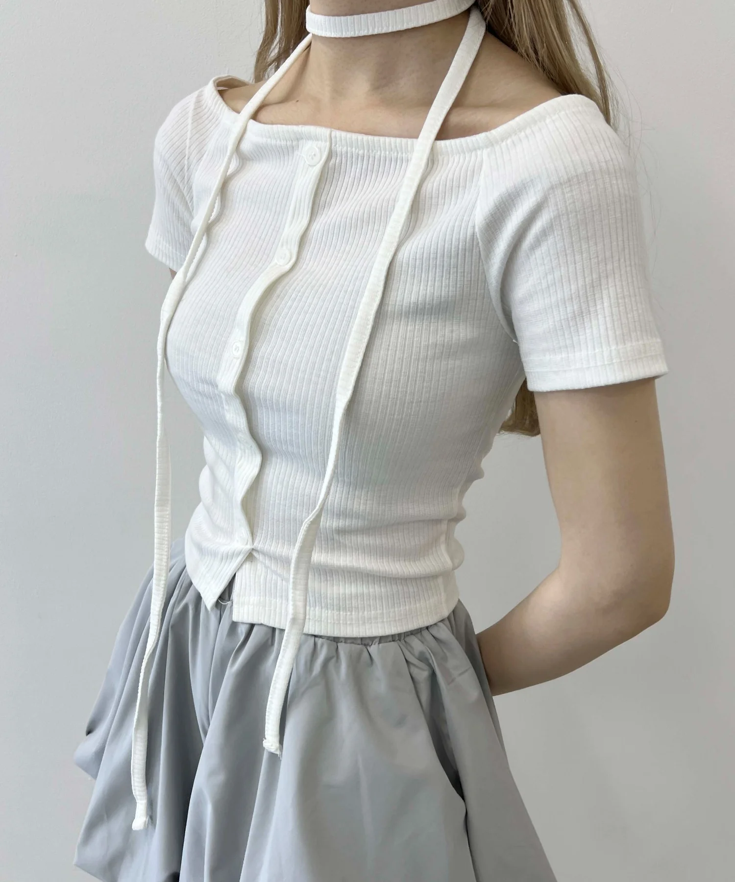 チョーカーセットオフショルTシャツ - Image 3