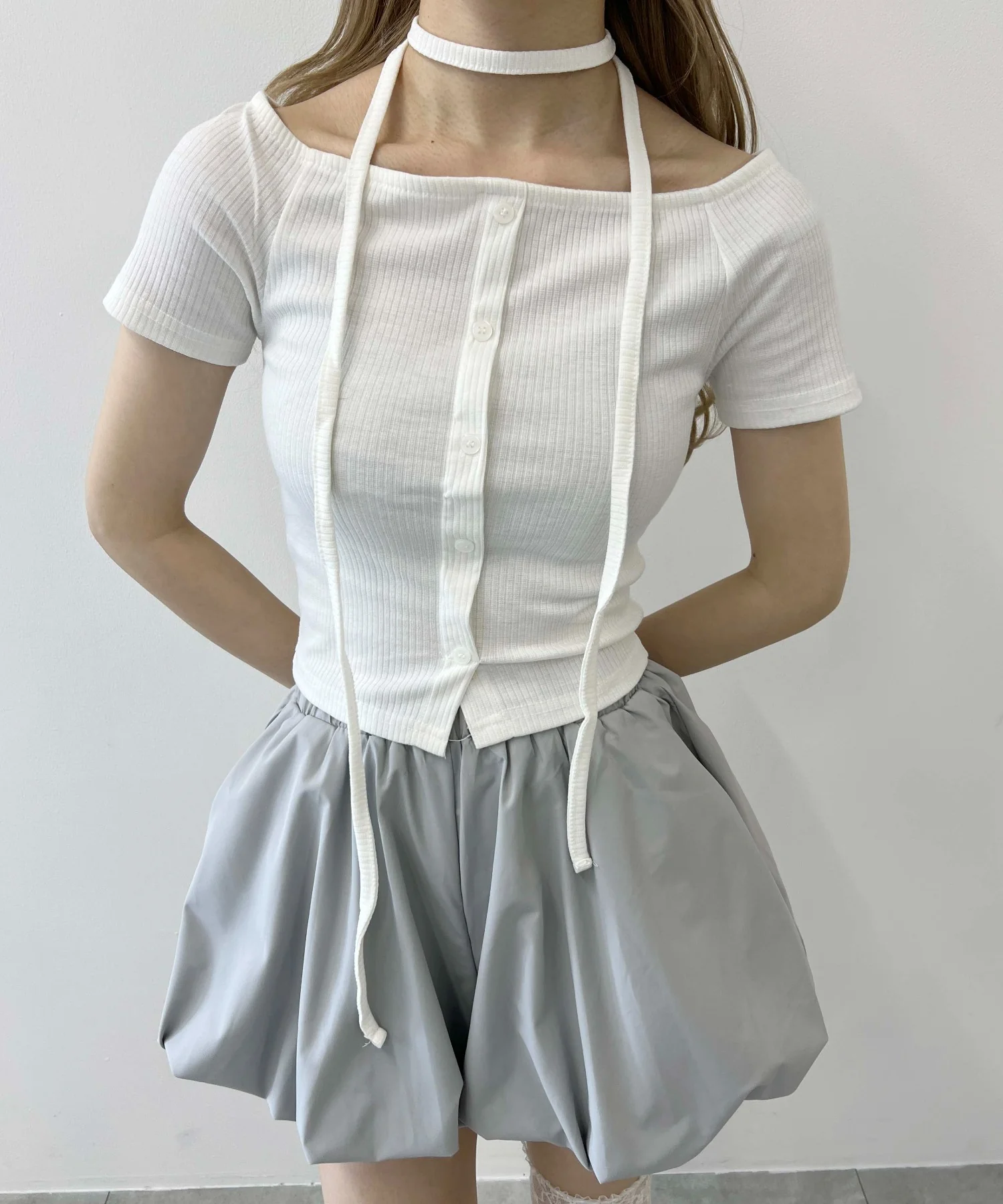 チョーカーセットオフショルTシャツ - Image 4