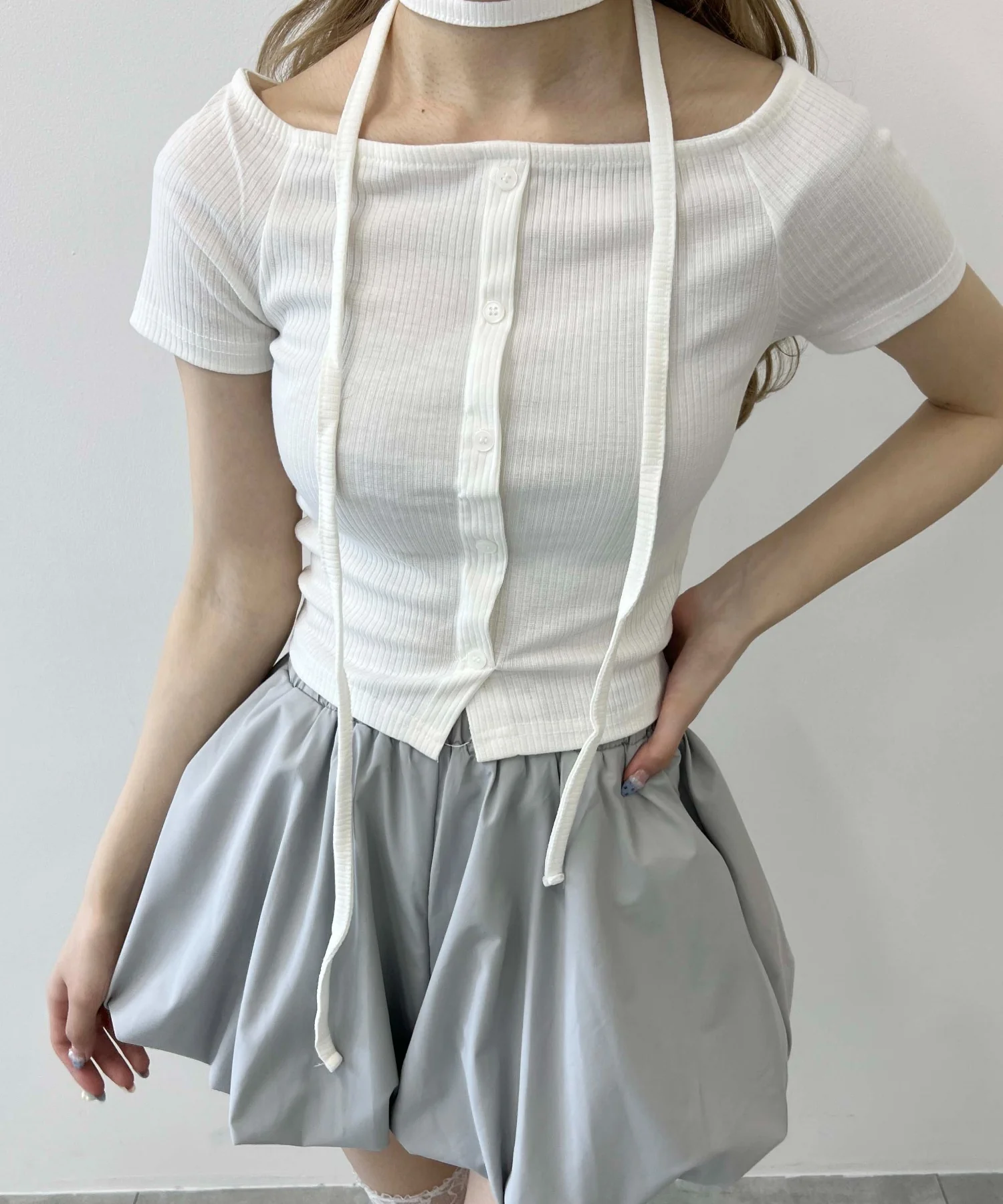 チョーカーセットオフショルTシャツ - Image 5