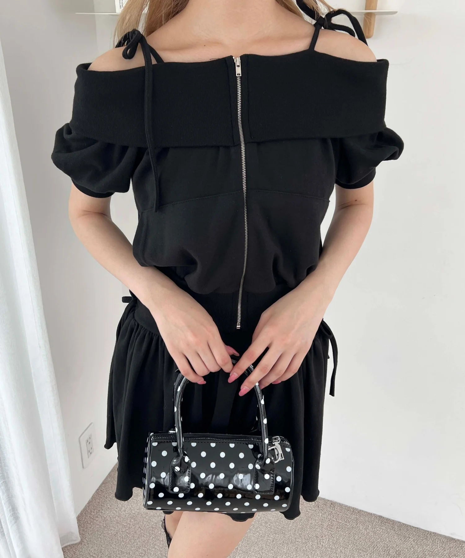 オフショルリボン半袖パーカー - Image 9