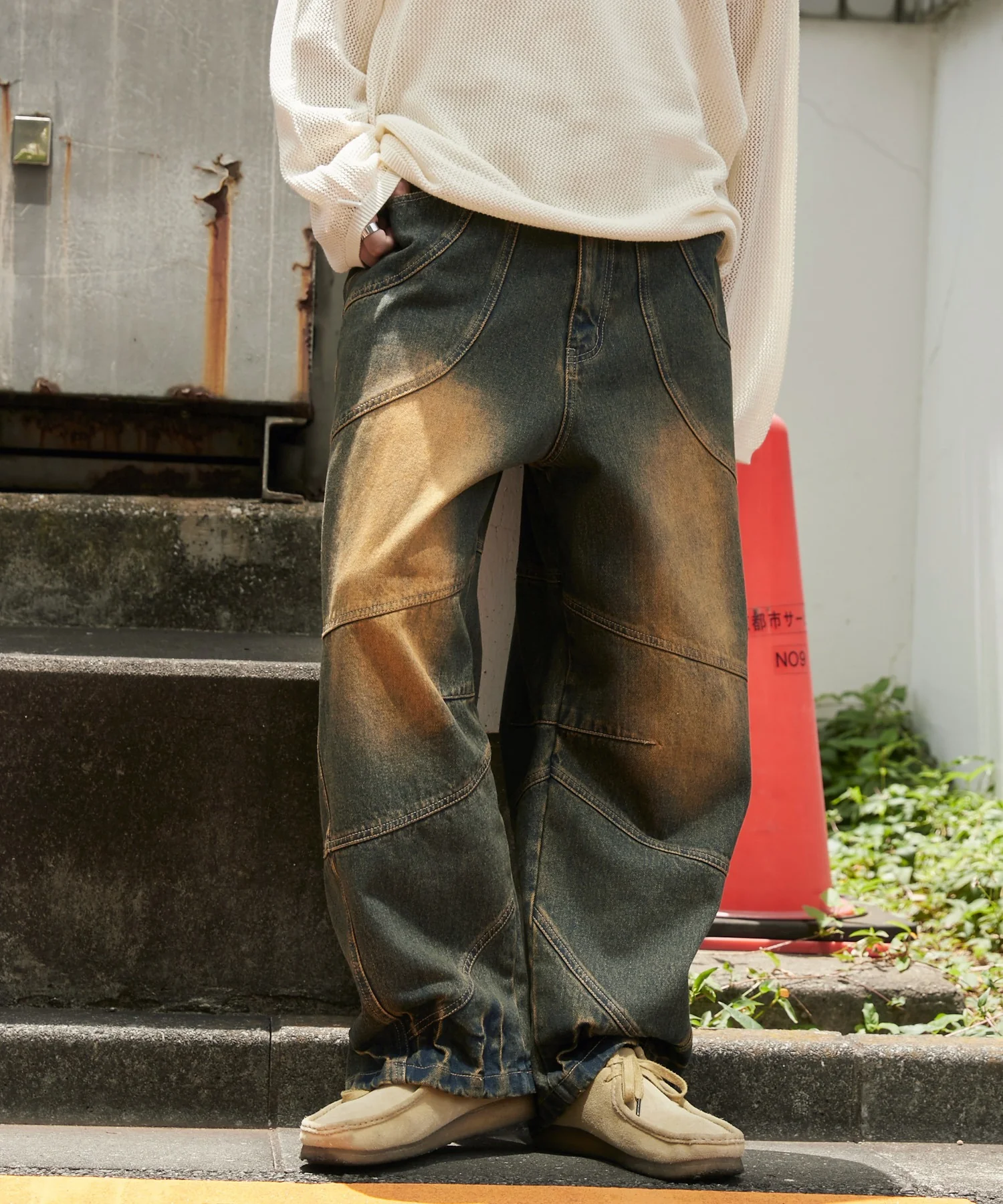 スーパービッグバレルレッグデニムパンツ - Image 9