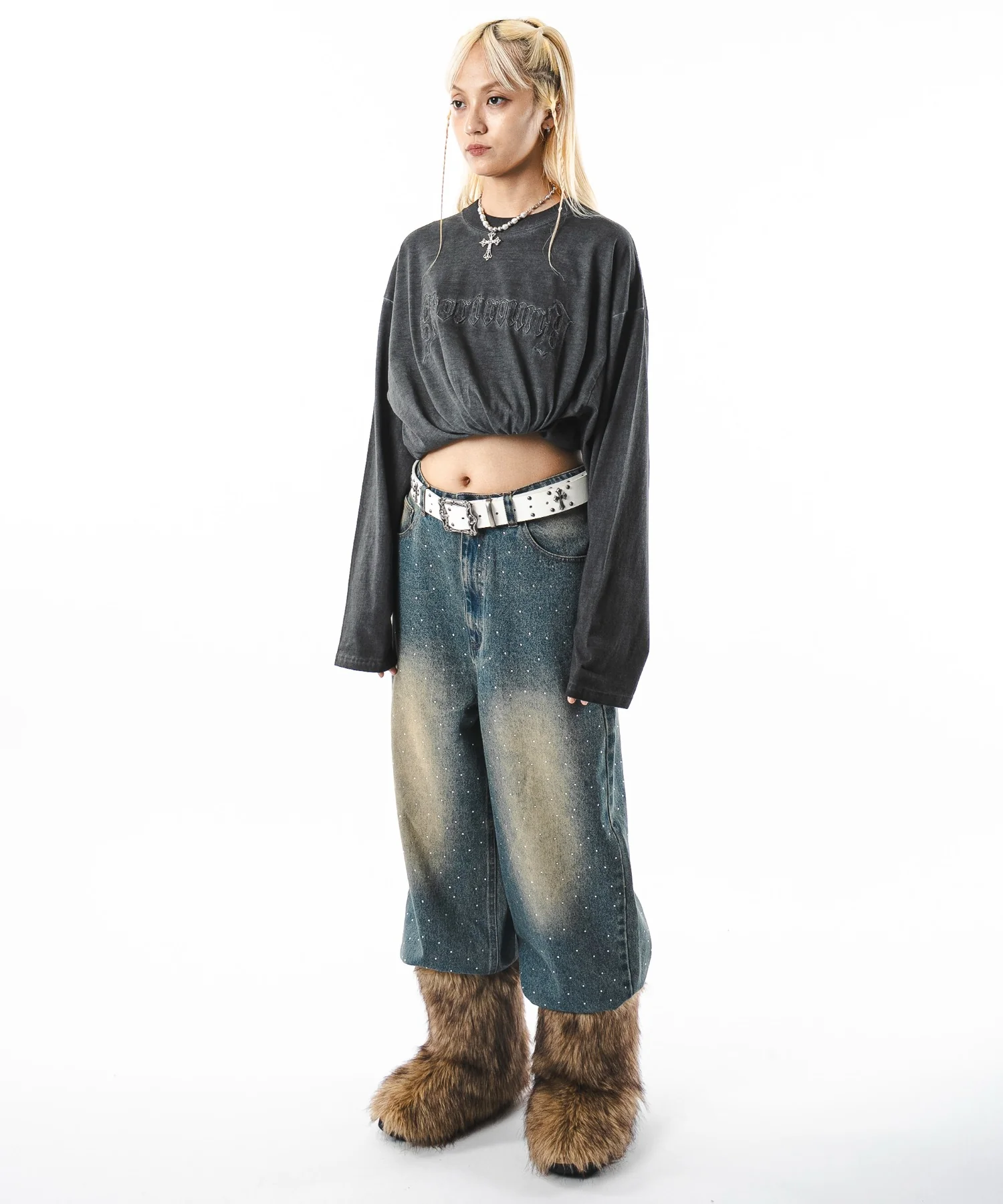 スーパーバギーラインストーンデニムパンツ - Image 16