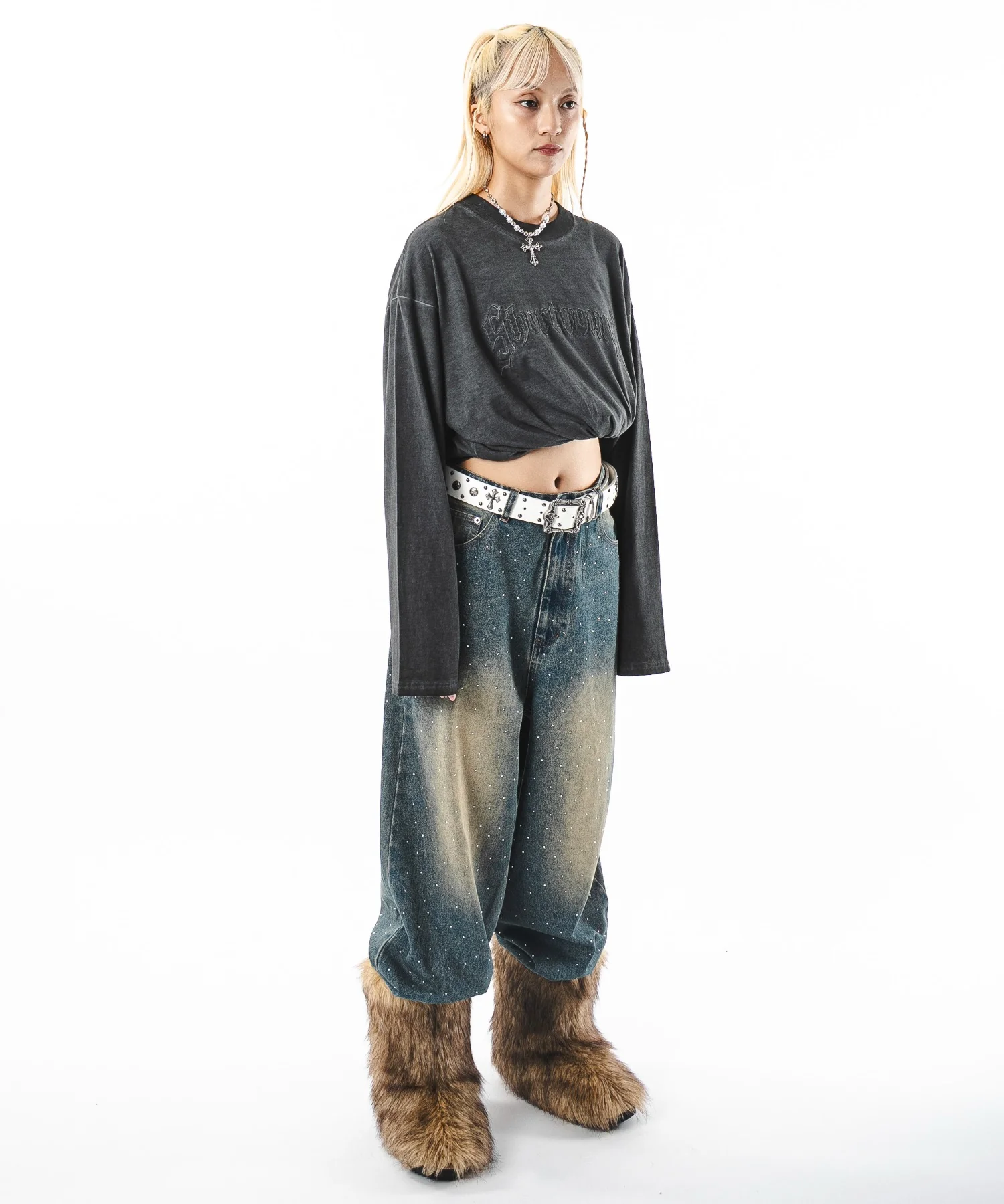 スーパーバギーラインストーンデニムパンツ - Image 17