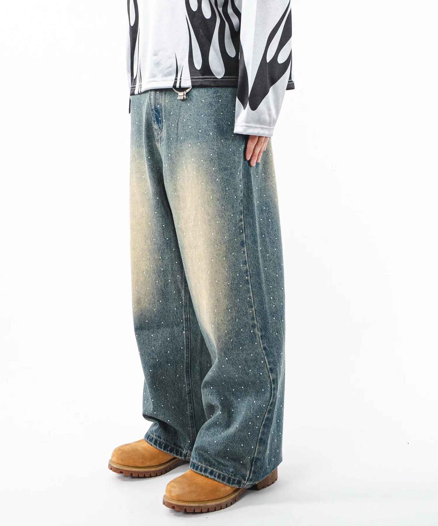 スーパーバギーラインストーンデニムパンツ - Image 22