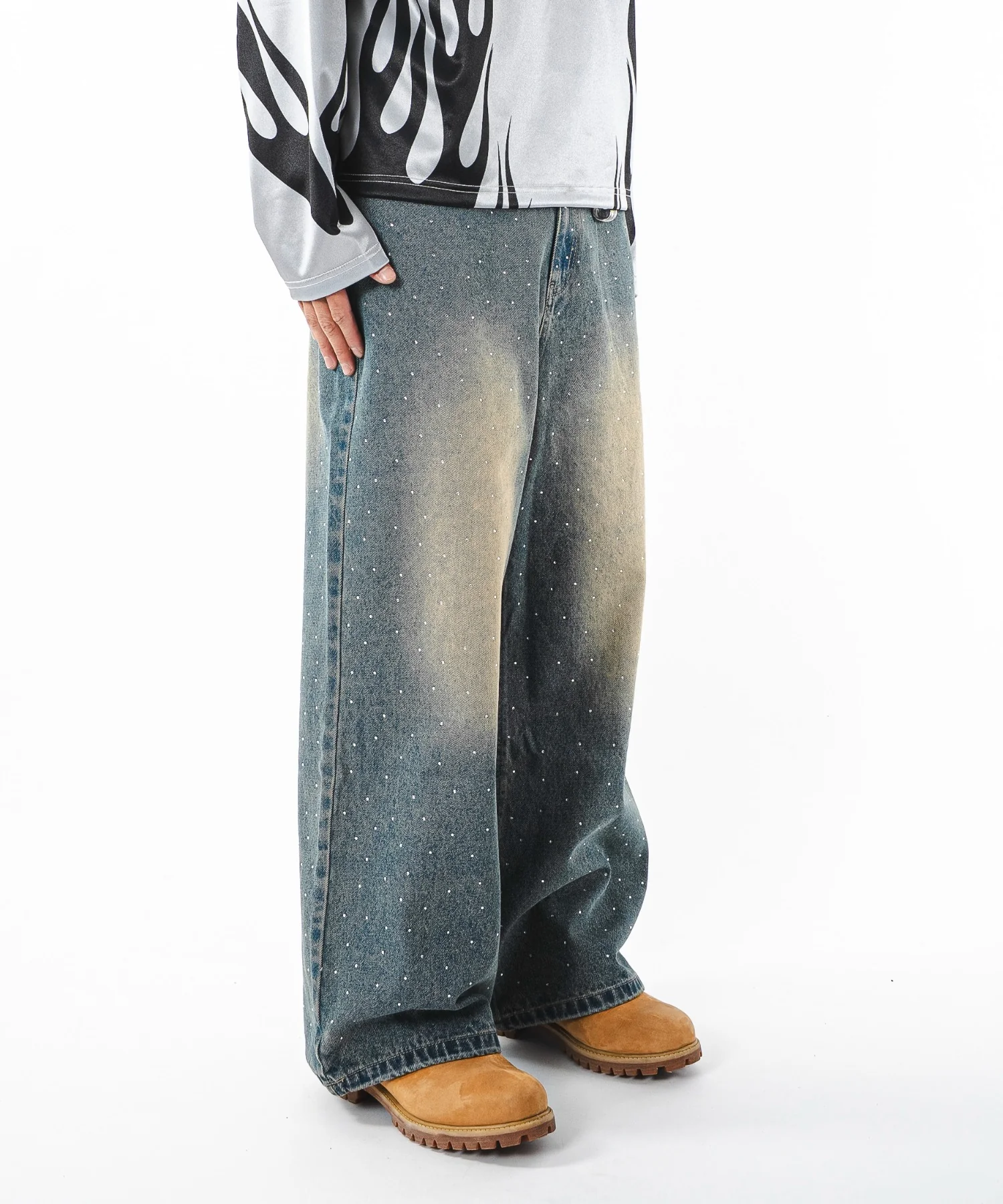 スーパーバギーラインストーンデニムパンツ - Image 24