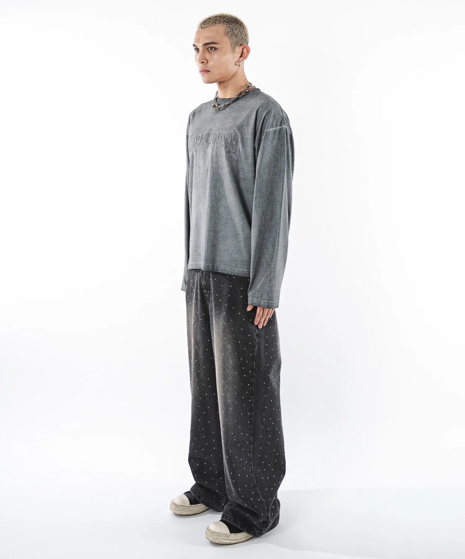 スーパーバギーラインストーンデニムパンツ - Image 4