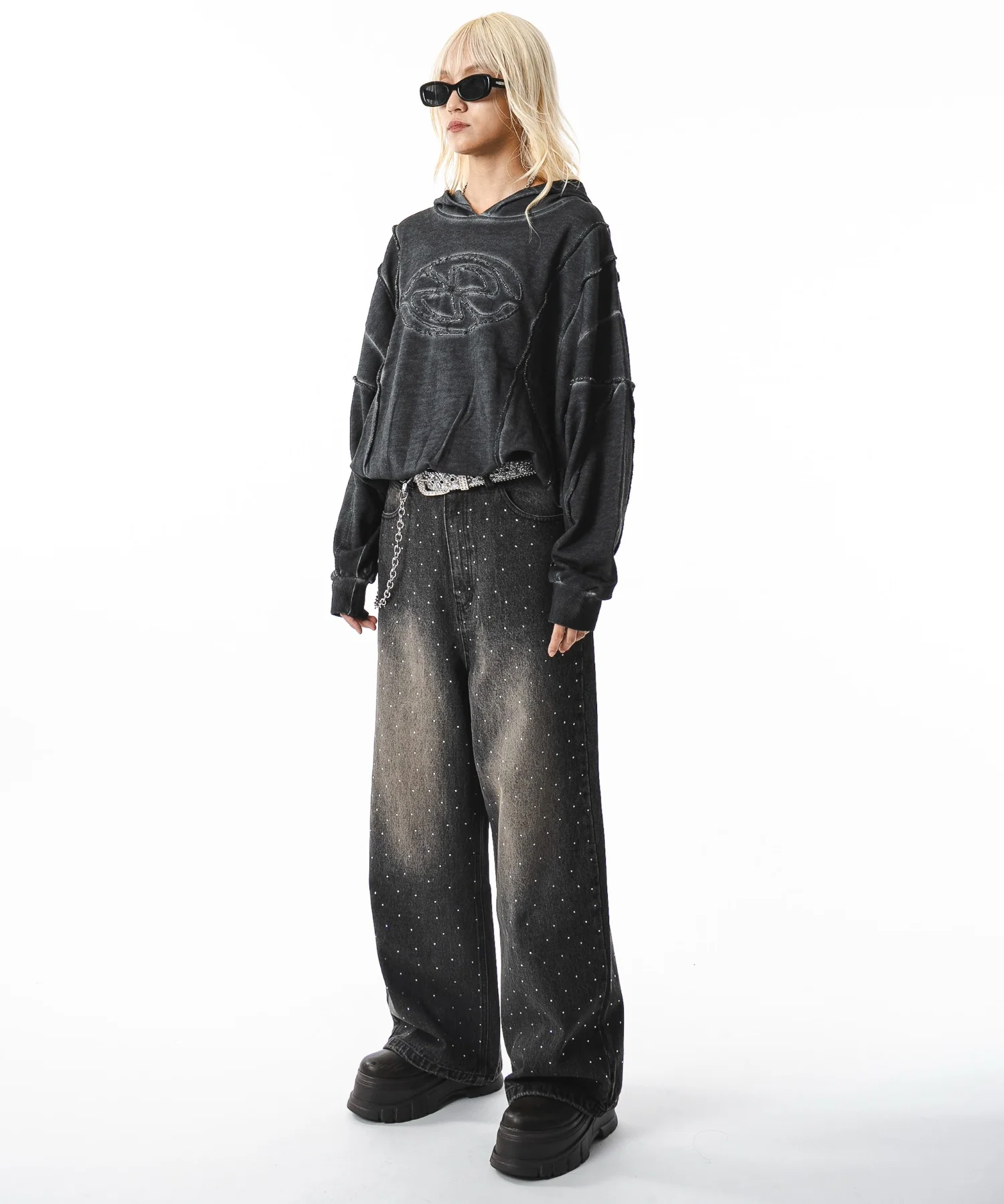 スーパーバギーラインストーンデニムパンツ - Image 8