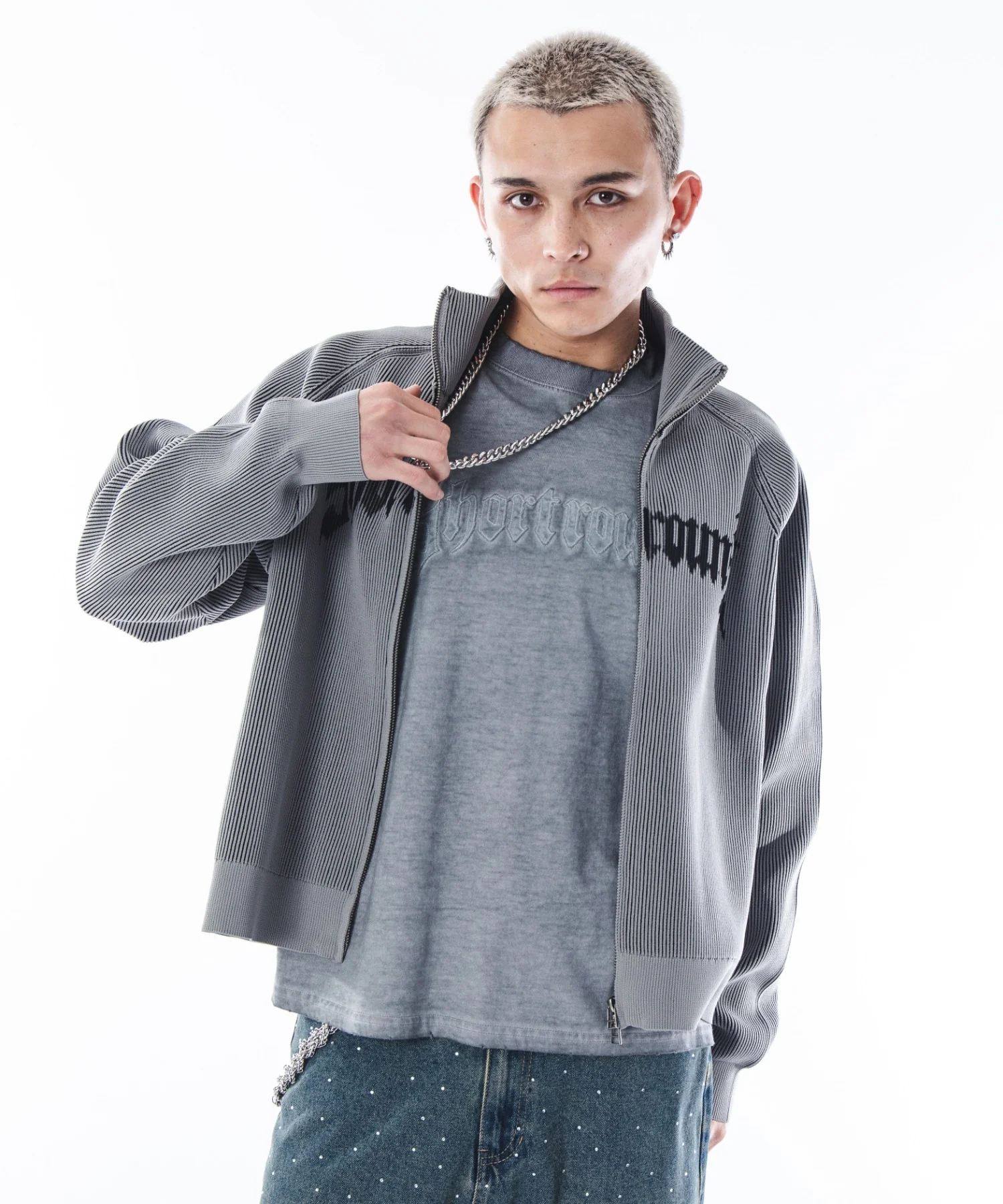 ショートグラフィックニットブルゾン - Image 13