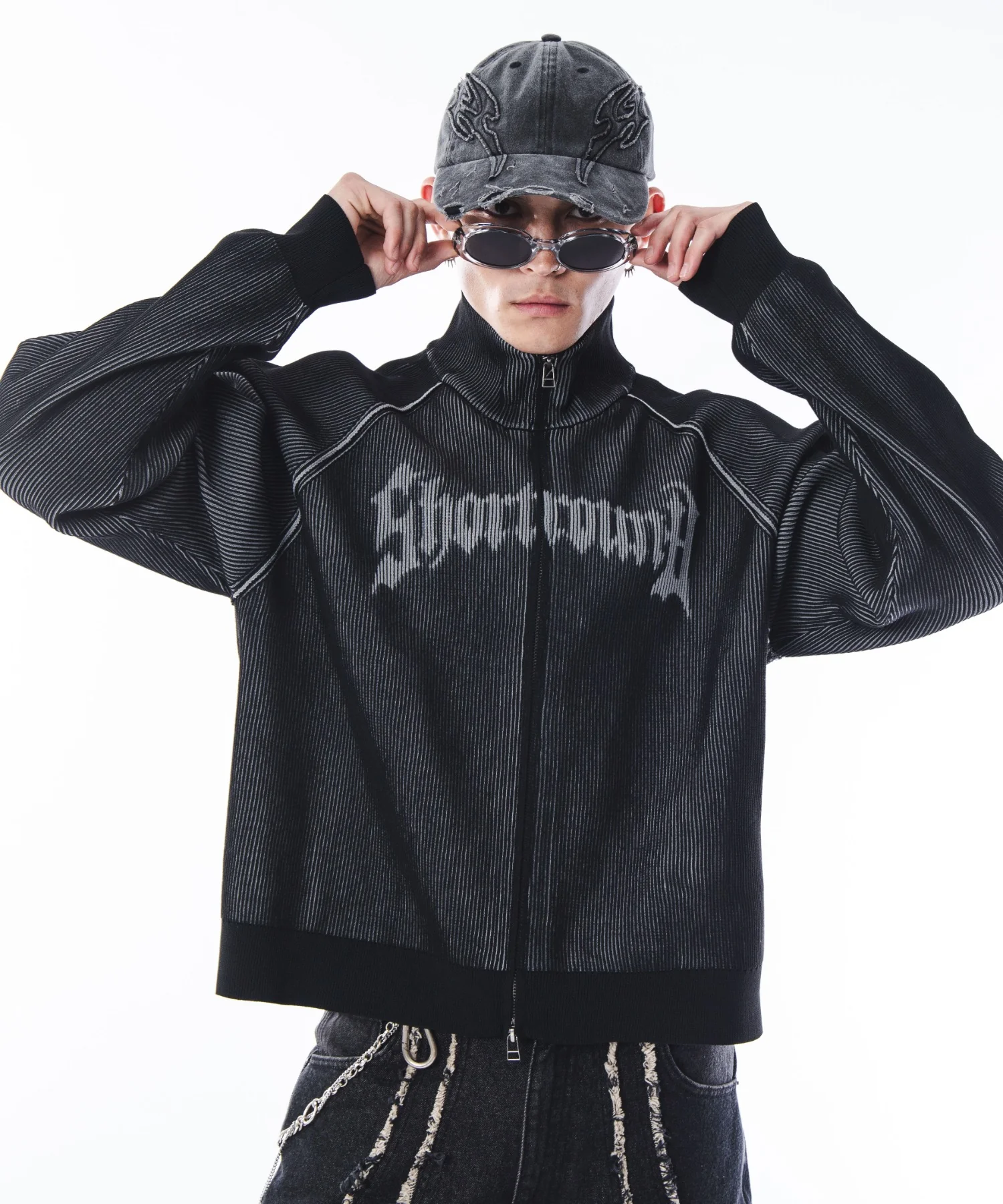 ショートグラフィックニットブルゾン - Image 35