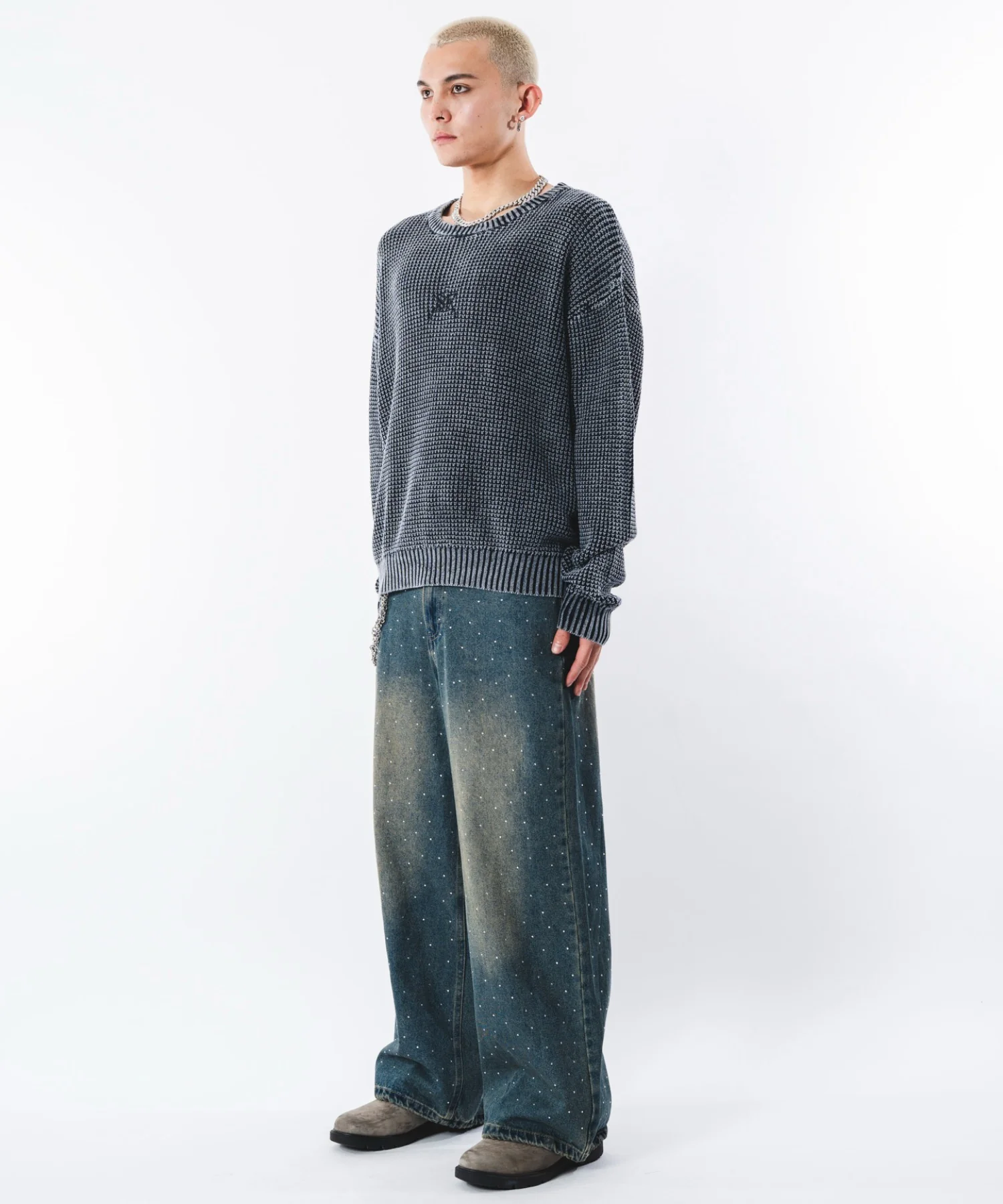 コンパクトフィットワッフルニットプルオーバー - Image 19
