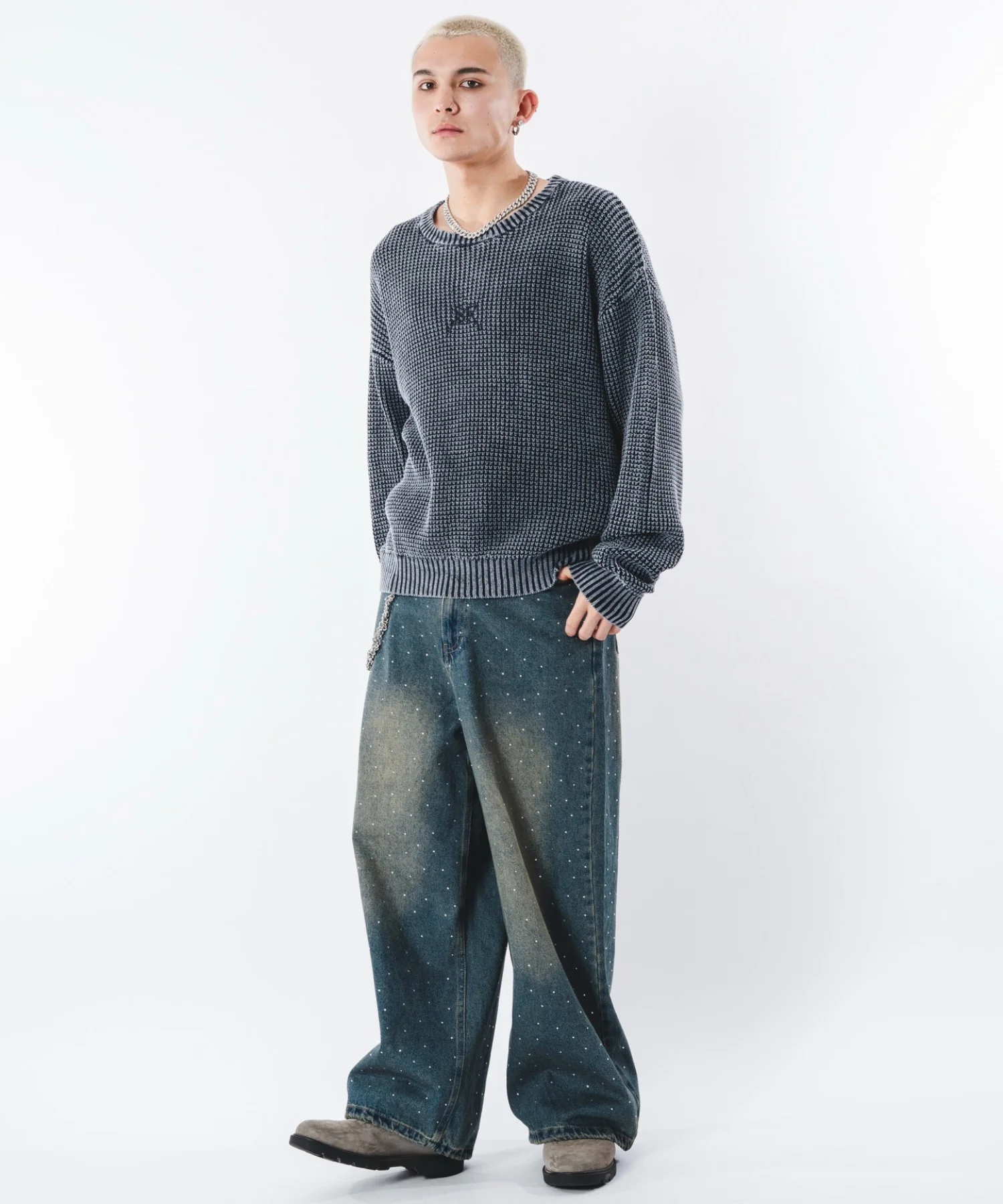コンパクトフィットワッフルニットプルオーバー - Image 22