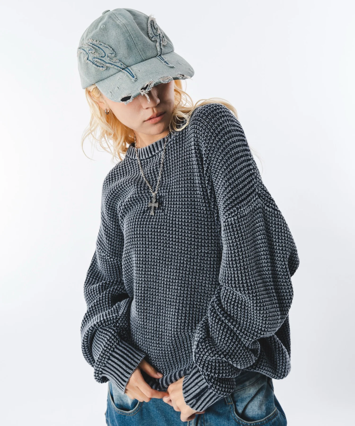 コンパクトフィットワッフルニットプルオーバー - Image 26