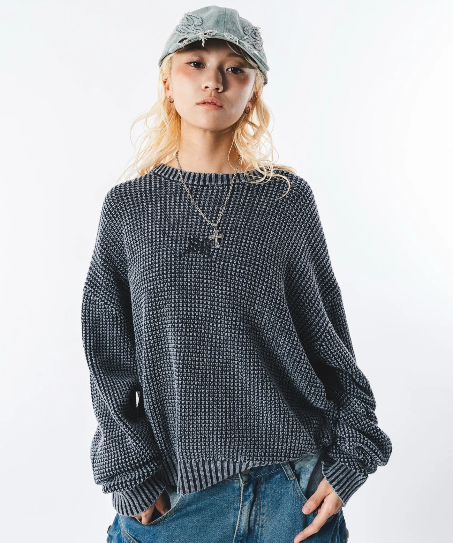 コンパクトフィットワッフルニットプルオーバー - Image 27