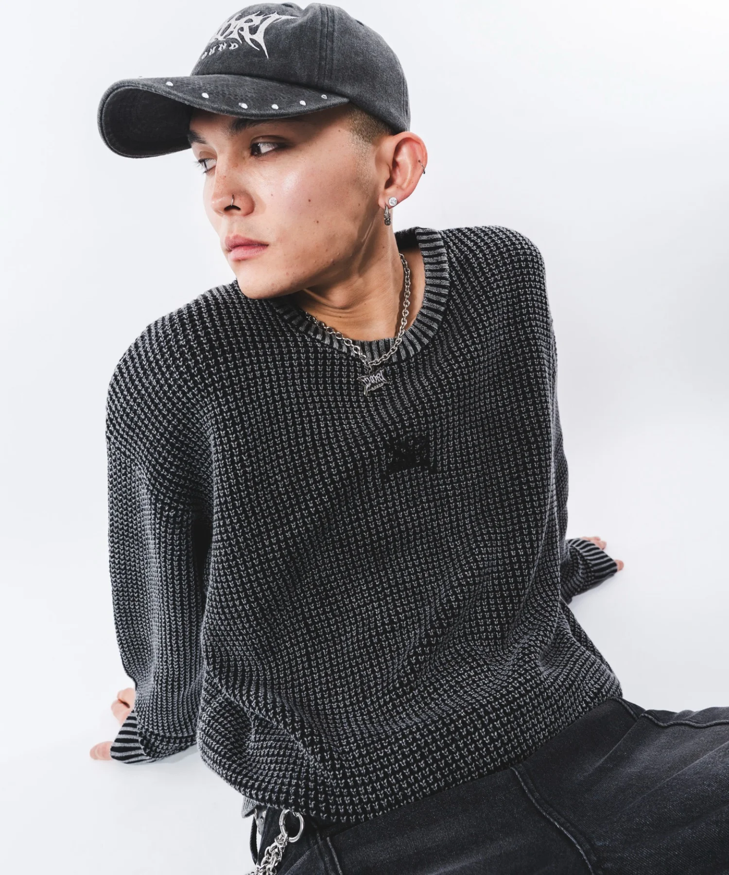 コンパクトフィットワッフルニットプルオーバー - Image 36