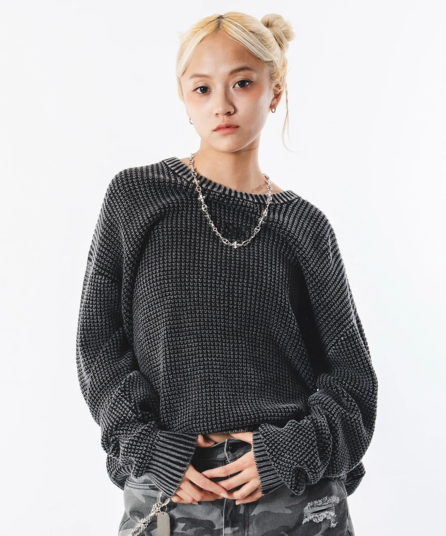 コンパクトフィットワッフルニットプルオーバー - Image 37