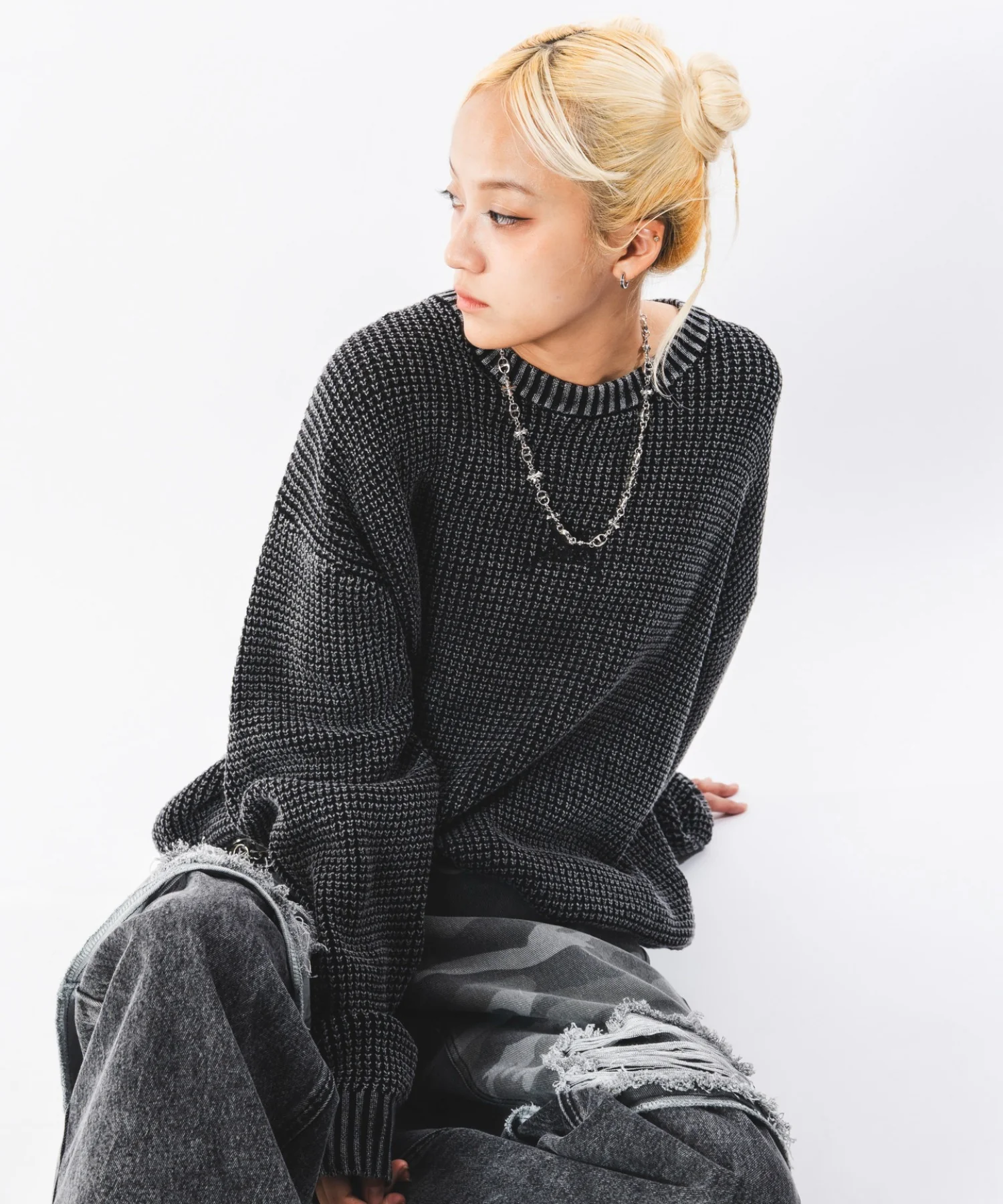 コンパクトフィットワッフルニットプルオーバー - Image 39