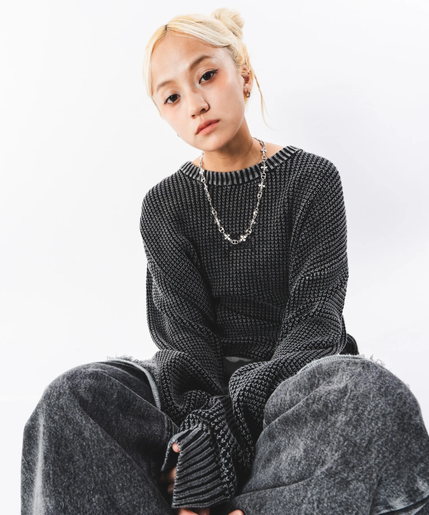 コンパクトフィットワッフルニットプルオーバー - Image 40
