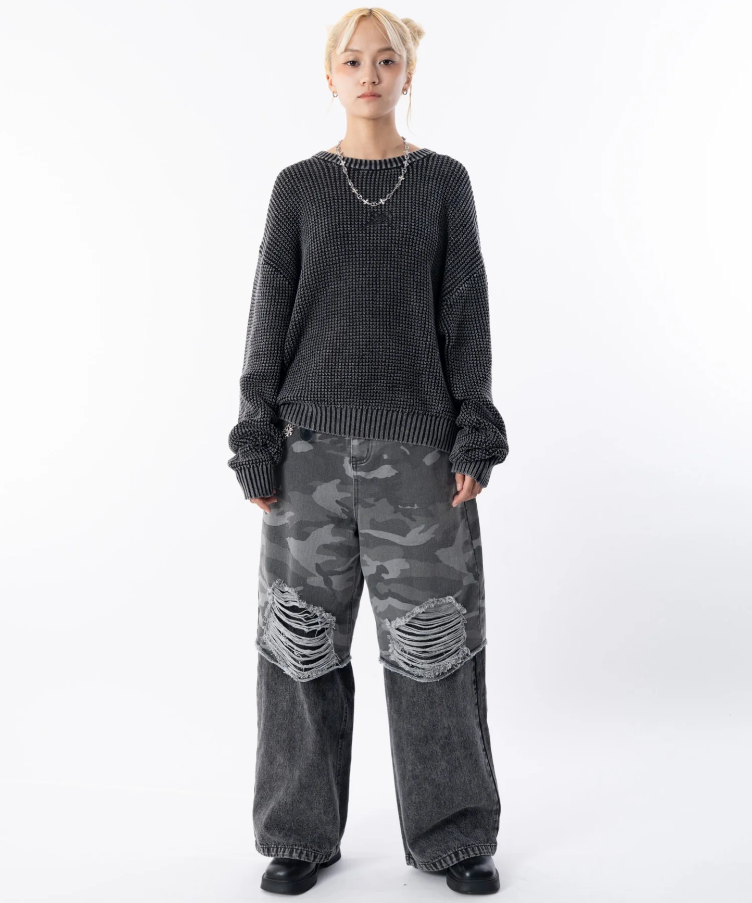 コンパクトフィットワッフルニットプルオーバー - Image 41