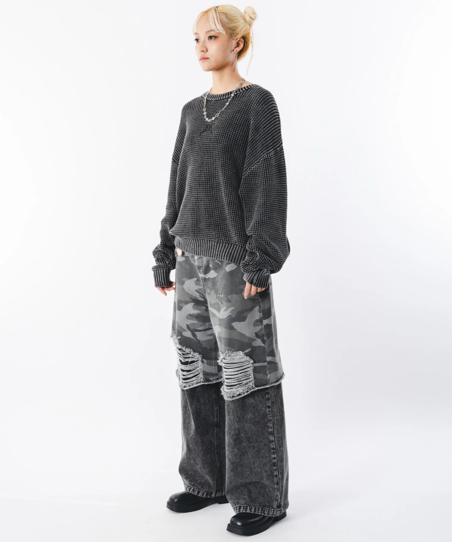 コンパクトフィットワッフルニットプルオーバー - Image 42
