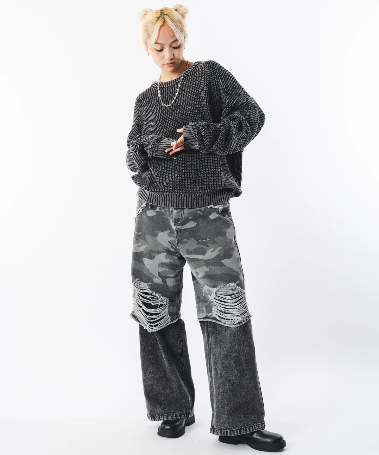 コンパクトフィットワッフルニットプルオーバー - Image 8