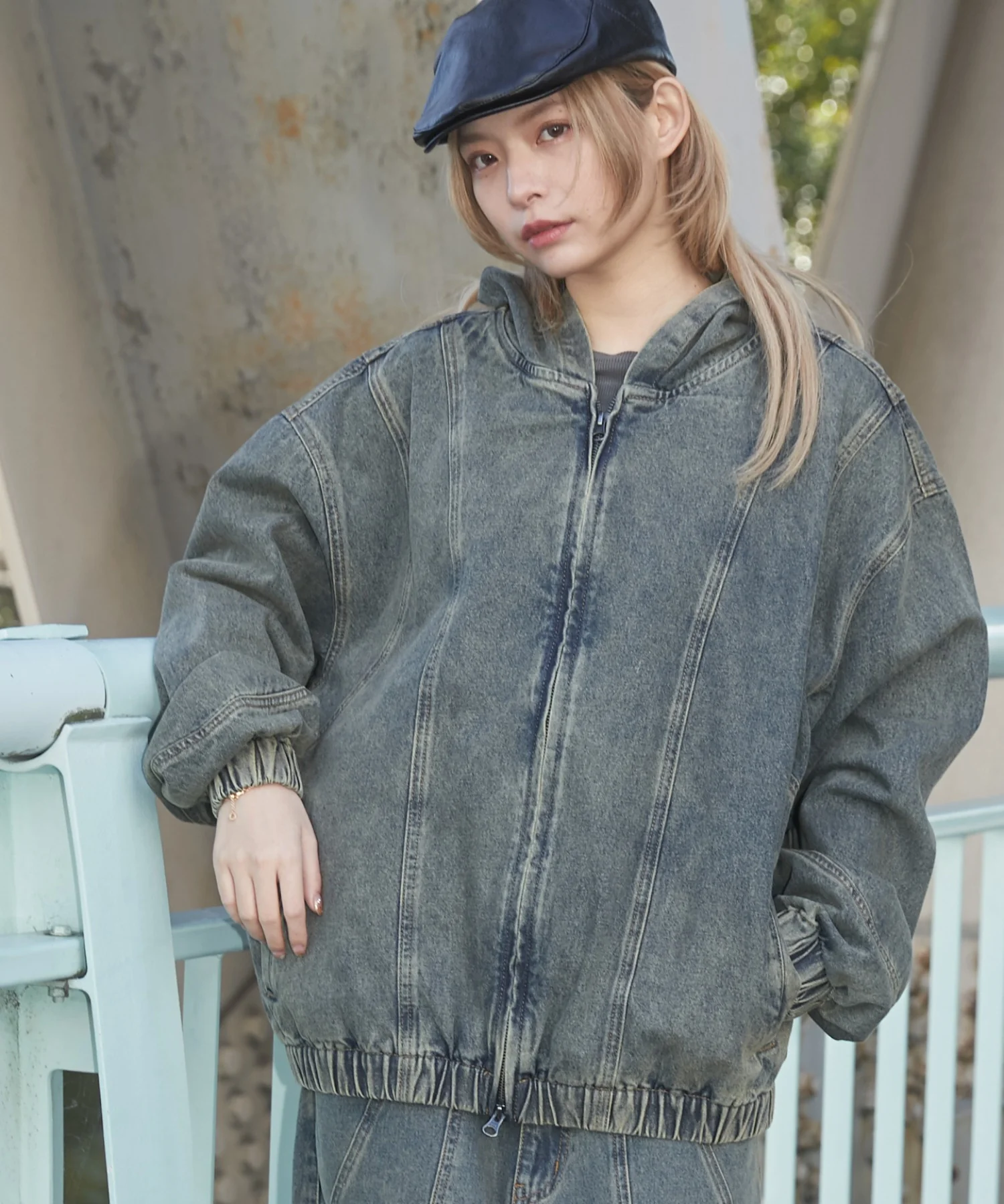 スウィッチングデニムフードブルゾン - Image 19