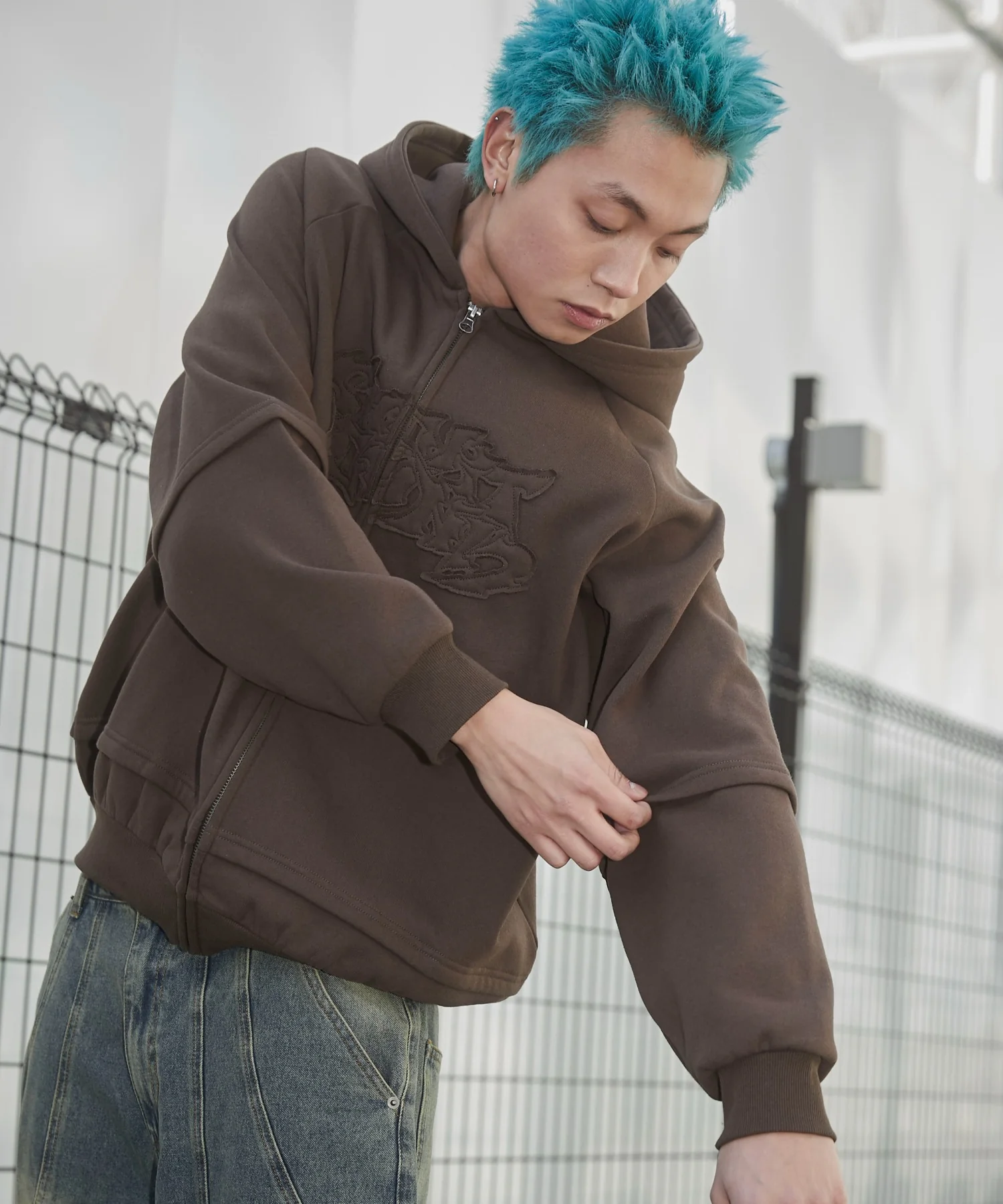 ダメージアップリケレイヤードZIPパーカー - Image 13