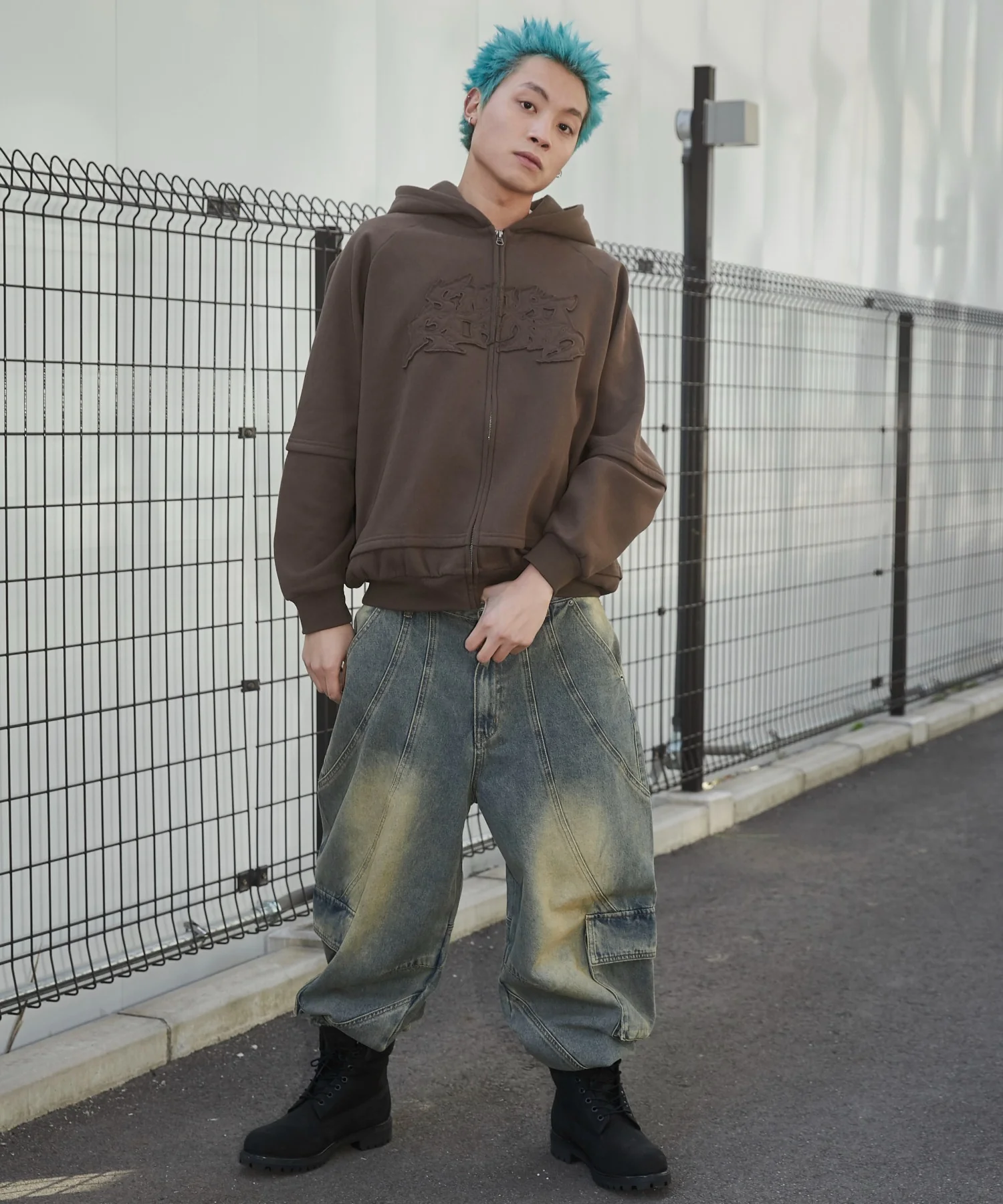 ダメージアップリケレイヤードZIPパーカー - Image 15