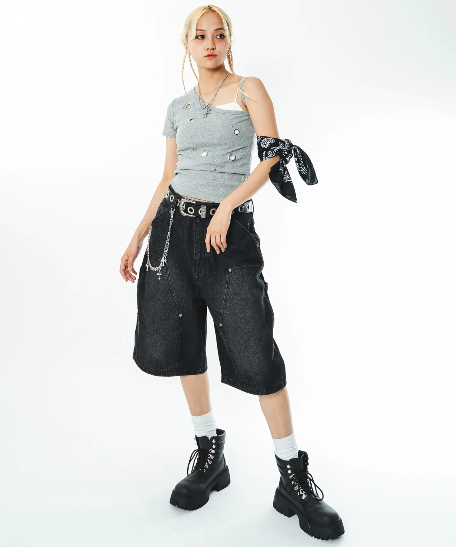 ダブルニーデニムショーツ - Image 5