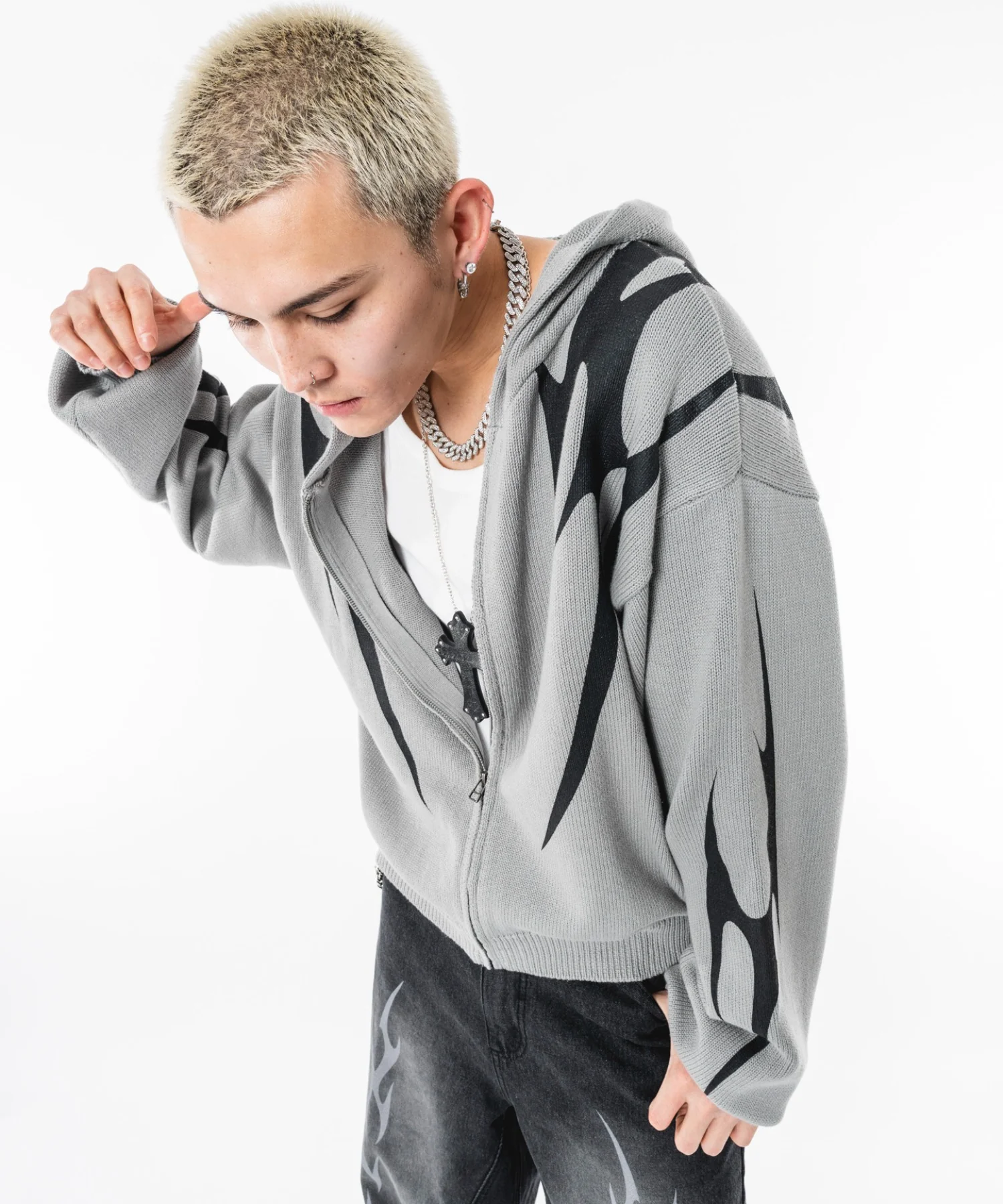 トライバルニットZIPパーカー - Image 13