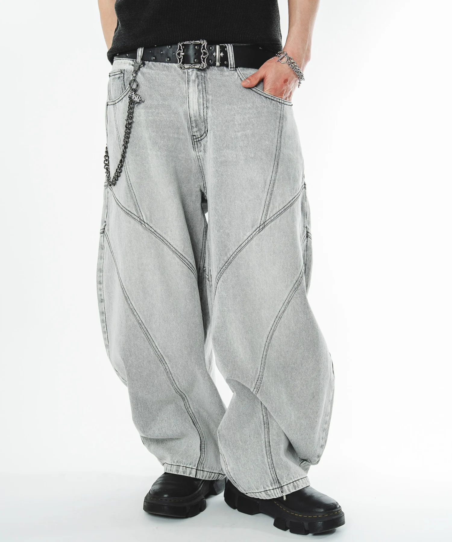 スウィッチングカーブデニムパンツ - Image 2