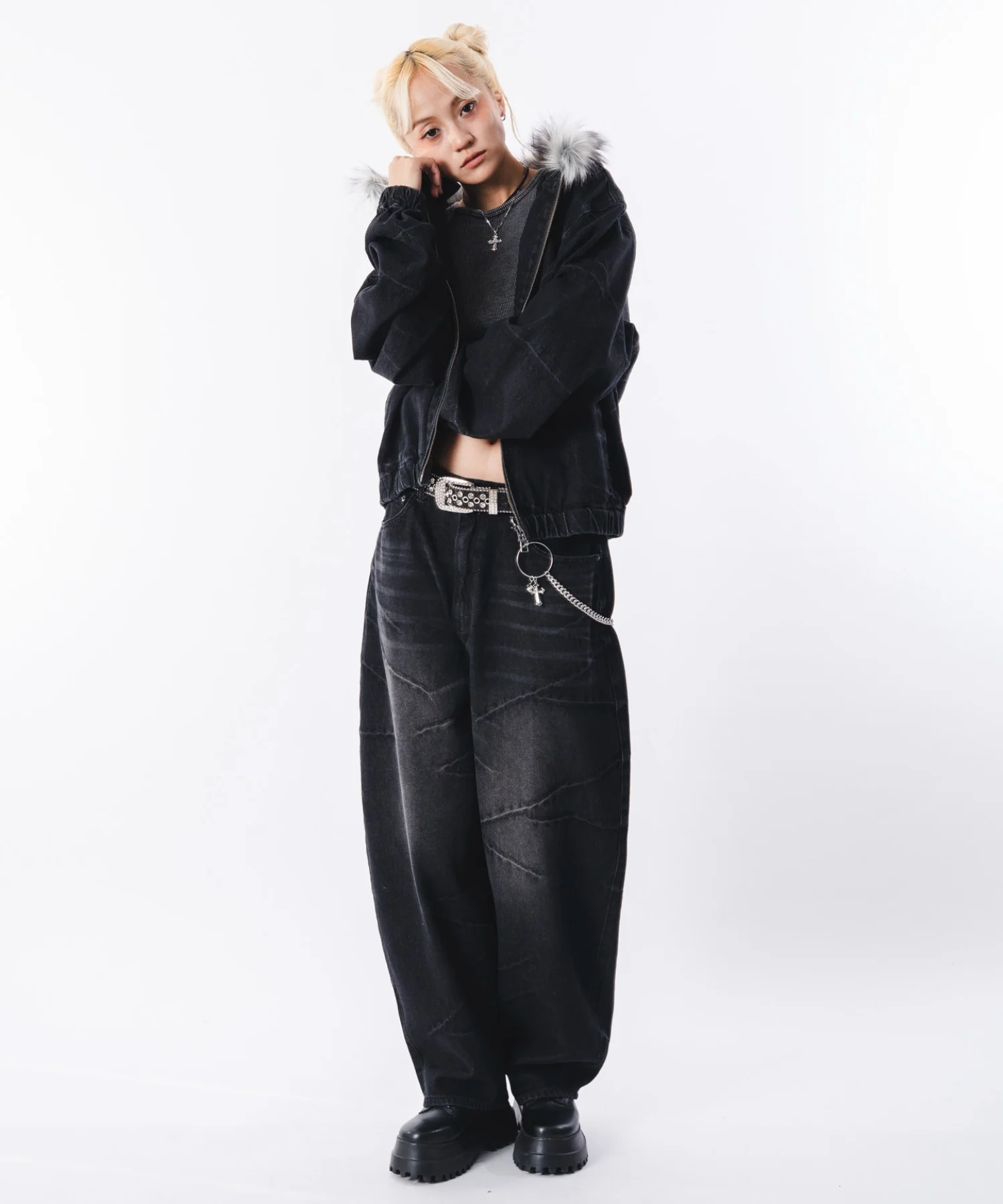 バルーンスラッシュデニムパンツ - Image 4