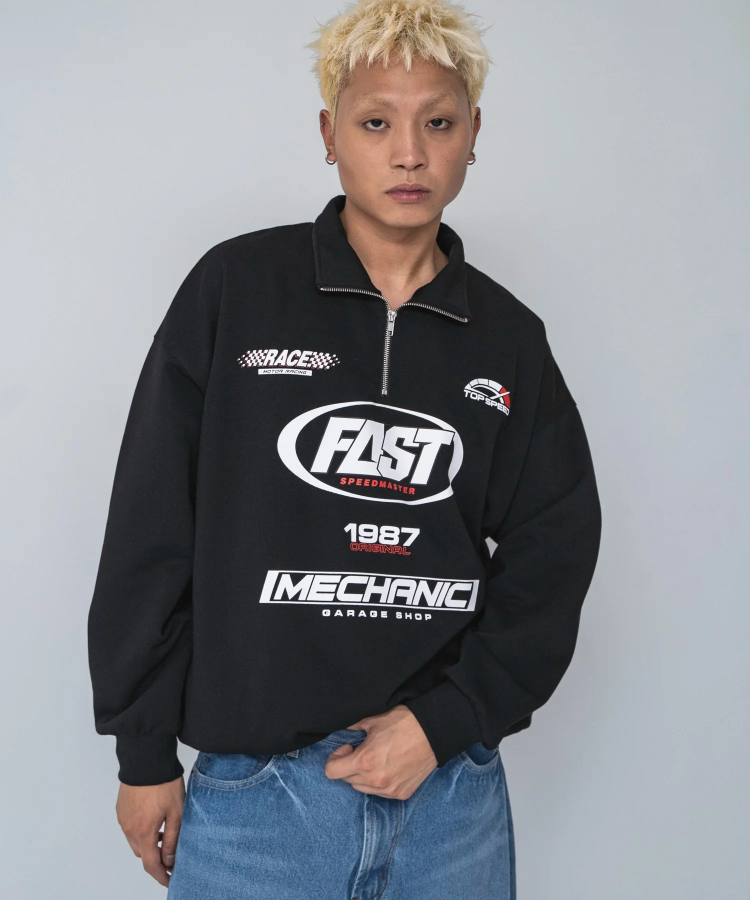 レーシングロゴハーフジッププルオーバー - Image 11