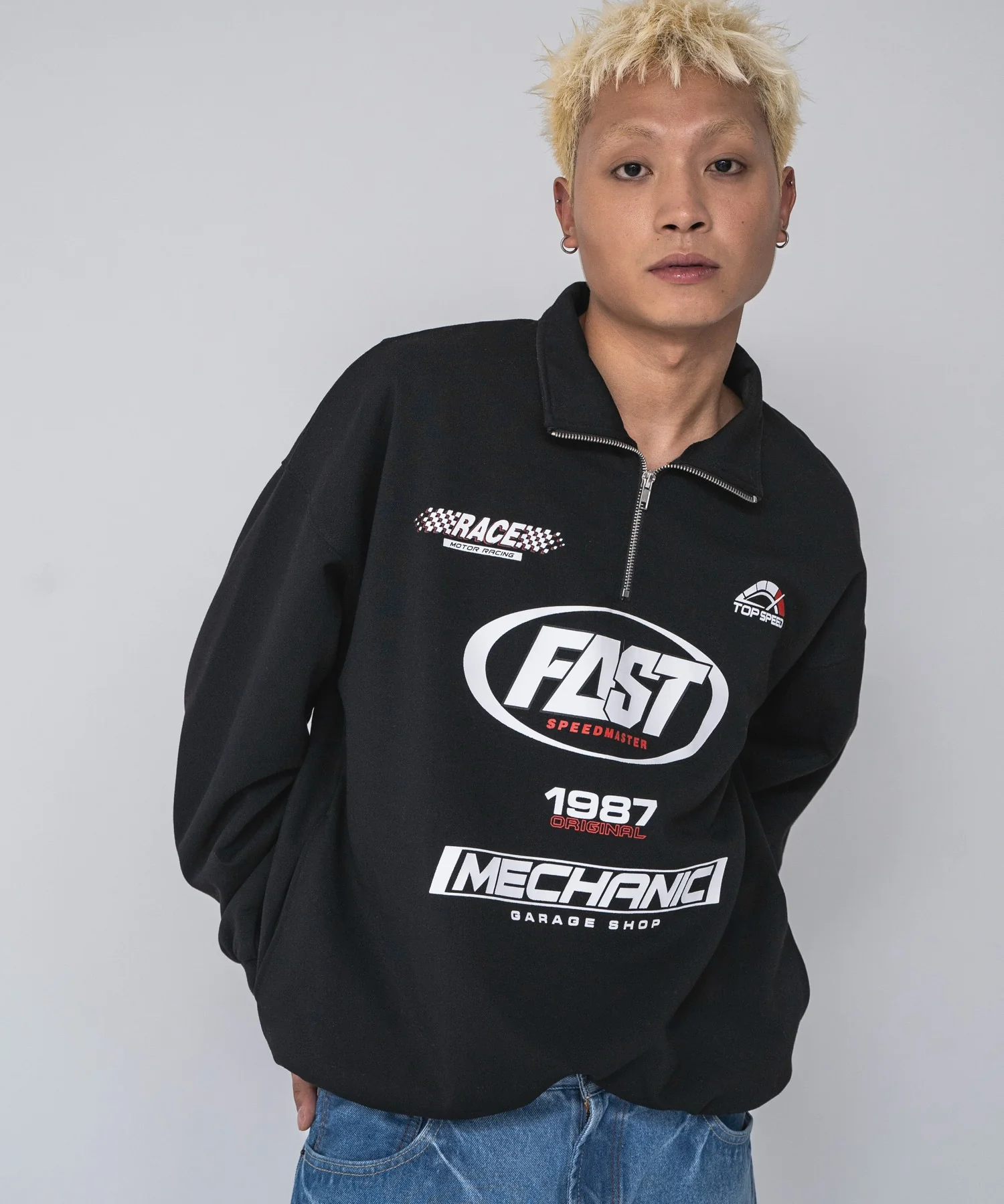 レーシングロゴハーフジッププルオーバー - Image 12