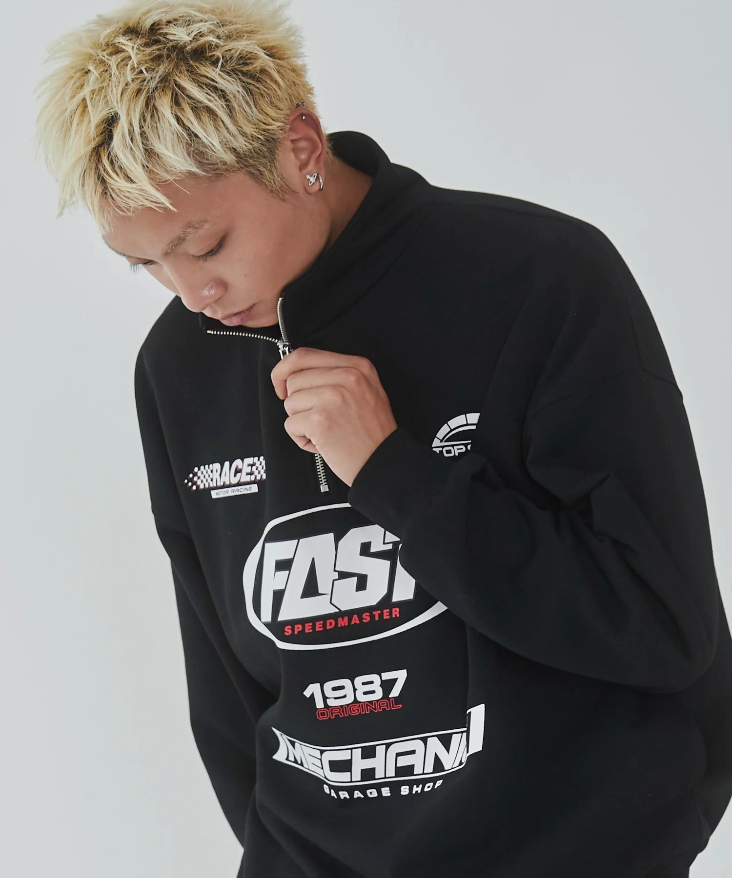 レーシングロゴハーフジッププルオーバー - Image 4