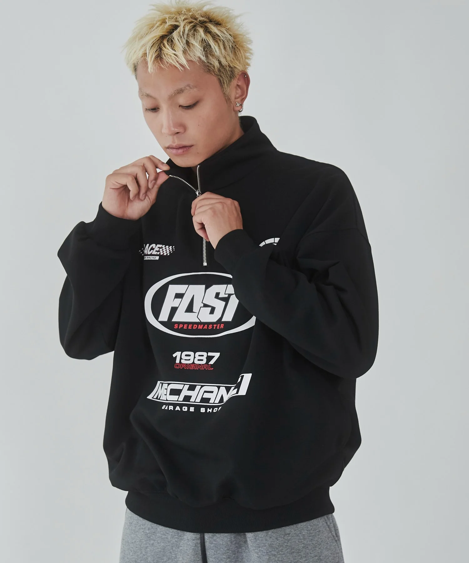 レーシングロゴハーフジッププルオーバー - Image 6