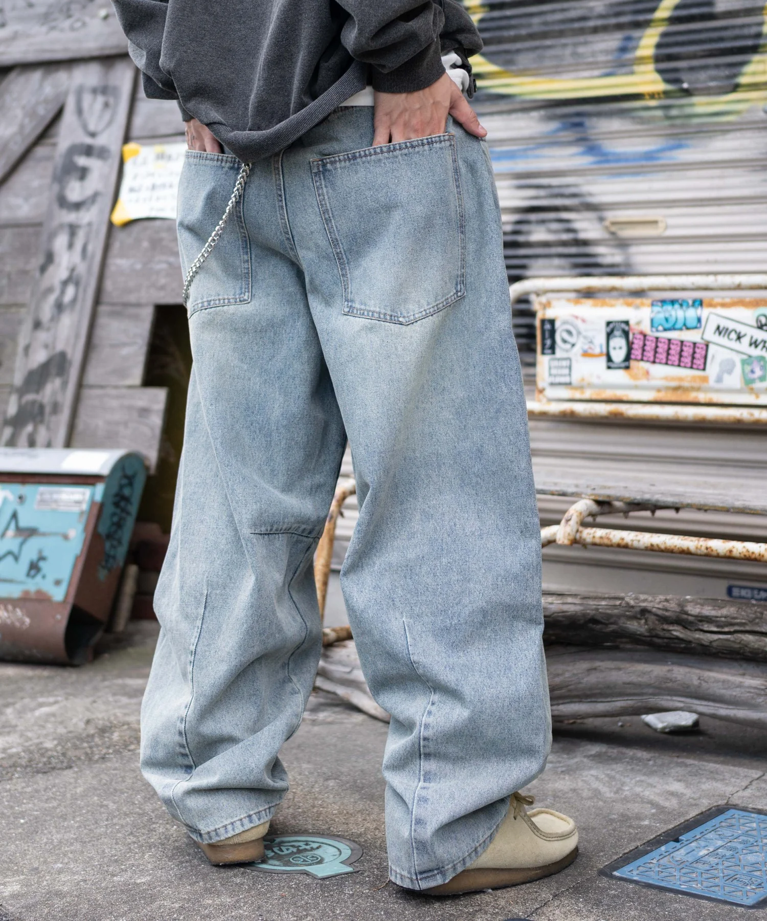 チェーン付きバルーンデニムパンツ - Image 14