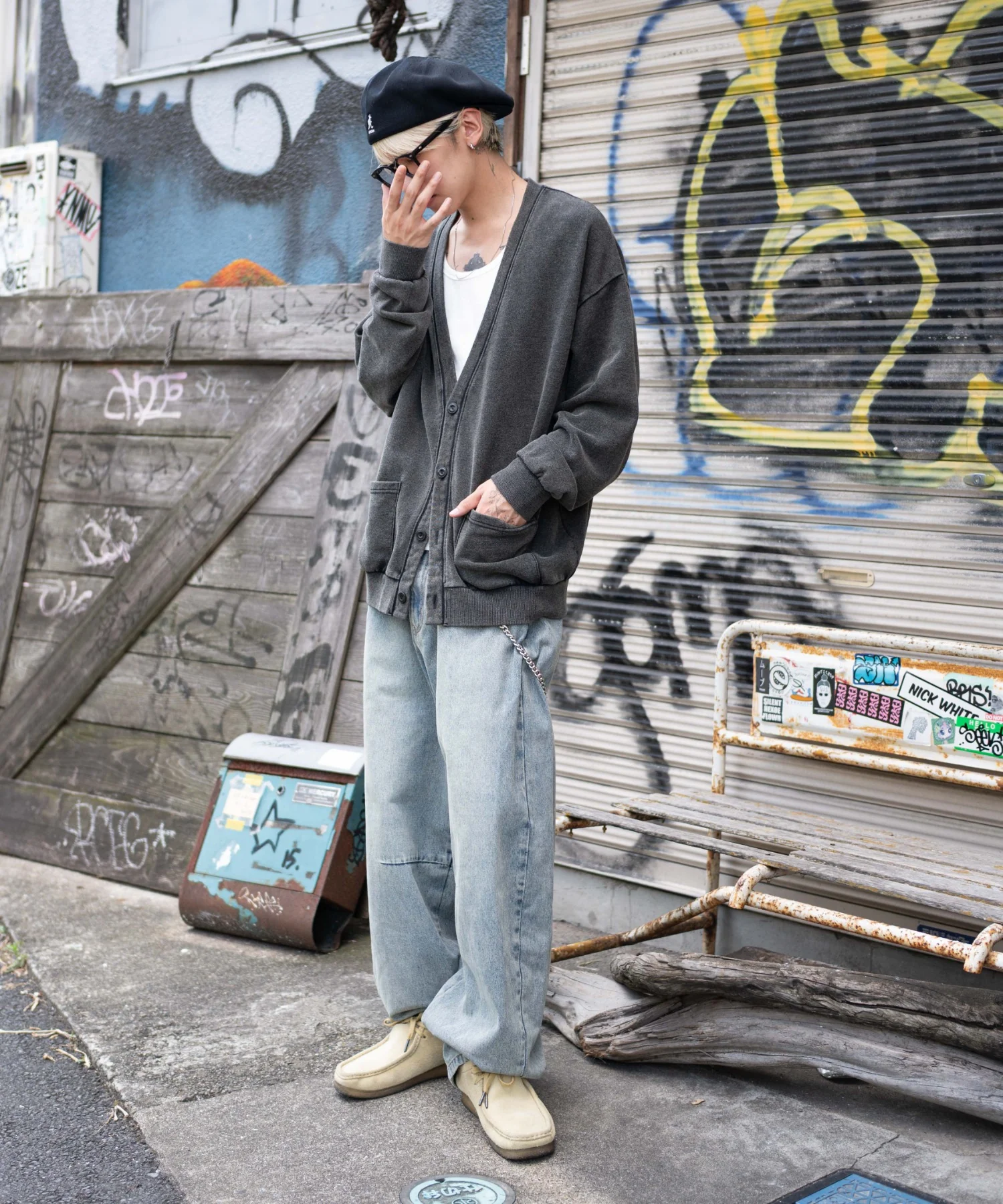 チェーン付きバルーンデニムパンツ - Image 4