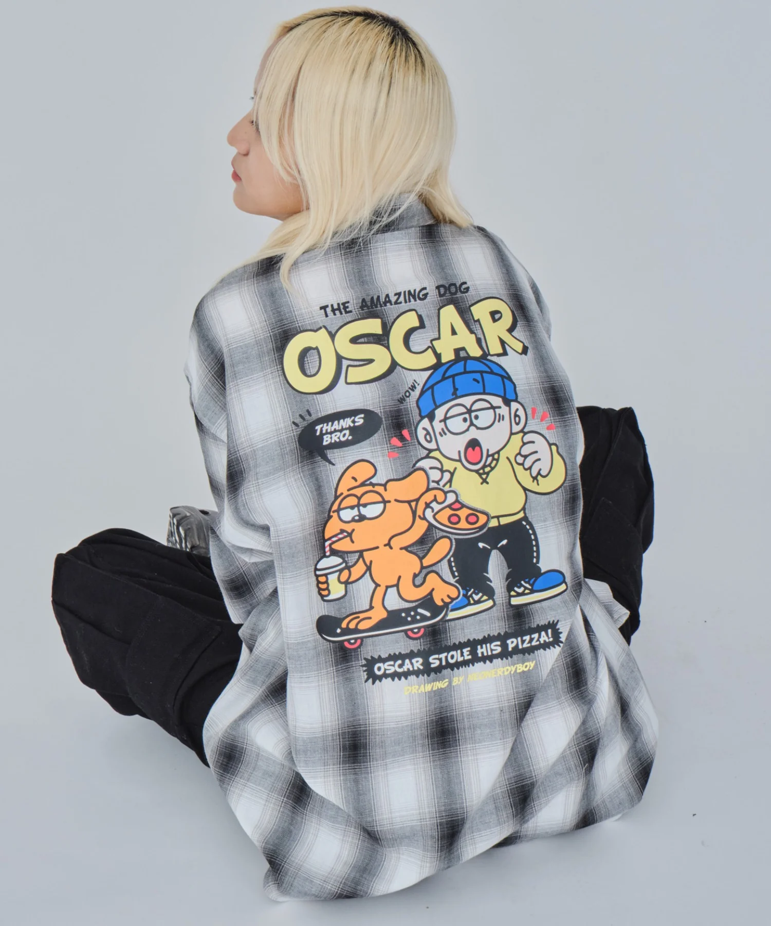 イラストオンブレチェックシャツ（SS） - Image 4