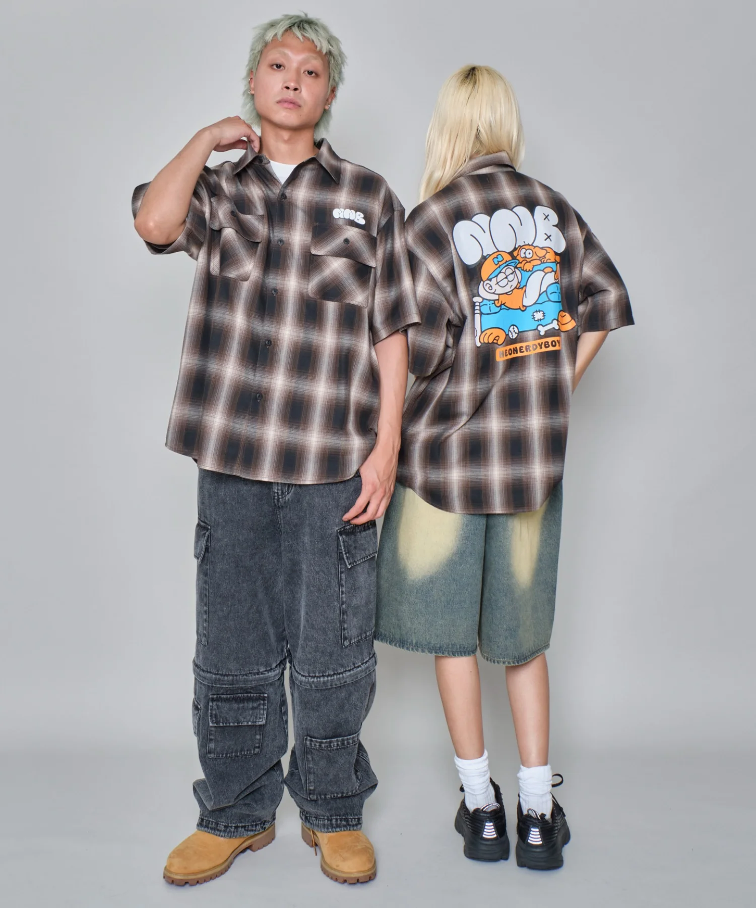 イラストオンブレチェックシャツ（SS） - Image 5