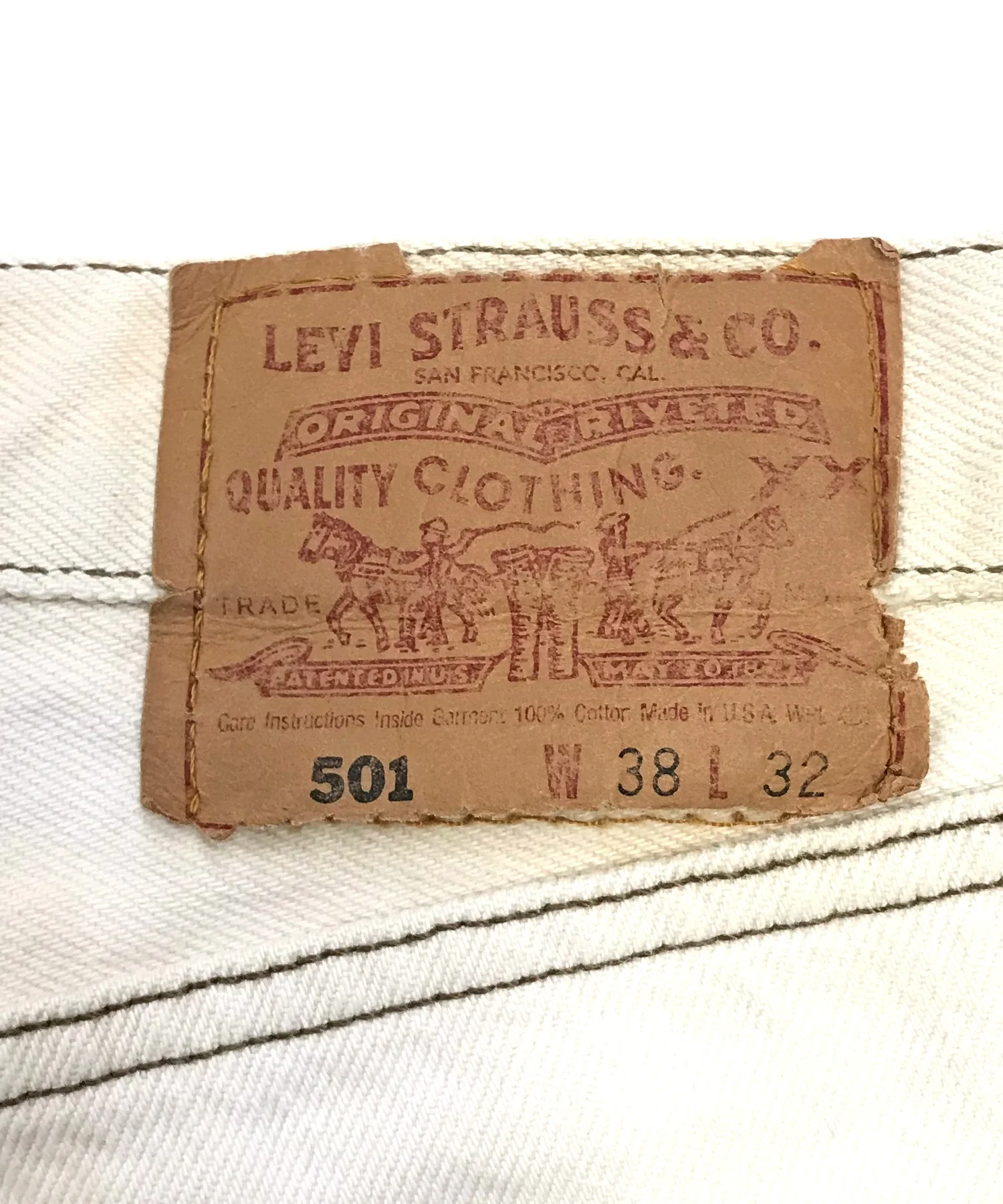 Levi's 501 ホワイトデニム W38 x L32 - Image 3
