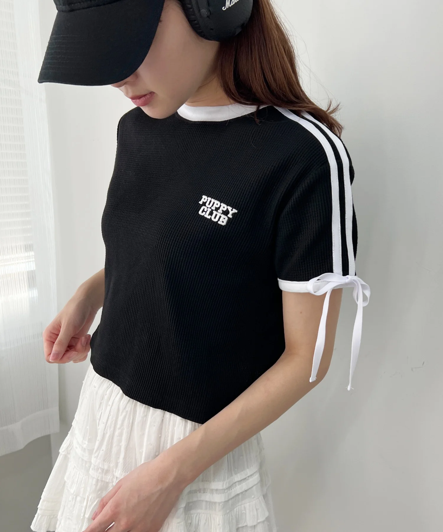 リボンポイント2ラインワッフルTシャツ - Image 21