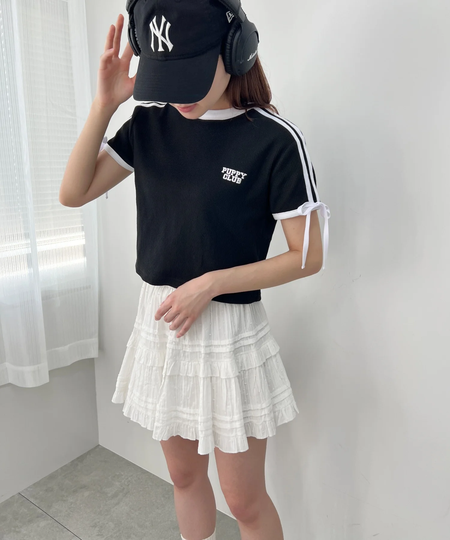 リボンポイント2ラインワッフルTシャツ - Image 23
