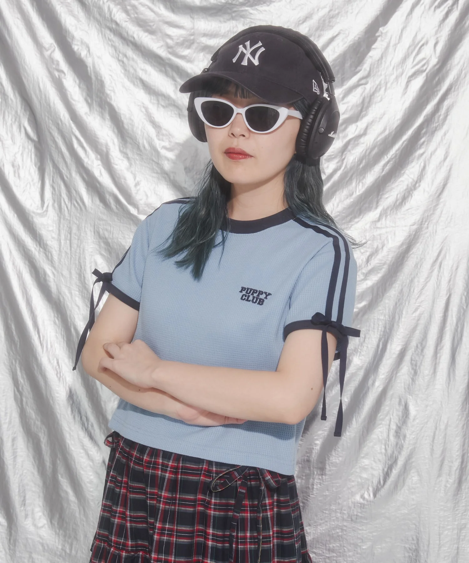 リボンポイント2ラインワッフルTシャツ - Image 25