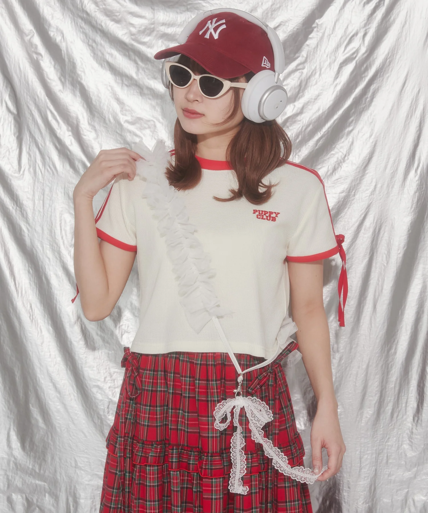 リボンポイント2ラインワッフルTシャツ - Image 29