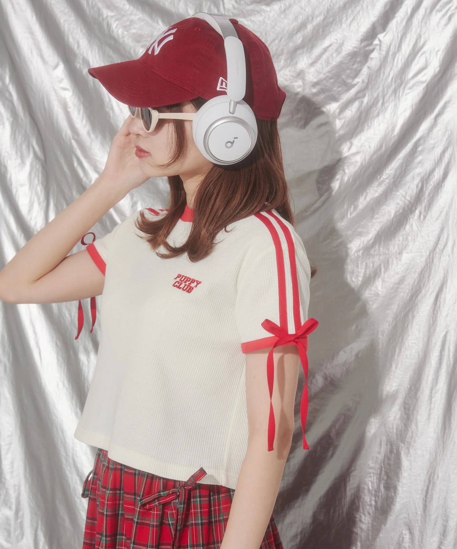 リボンポイント2ラインワッフルTシャツ - Image 30