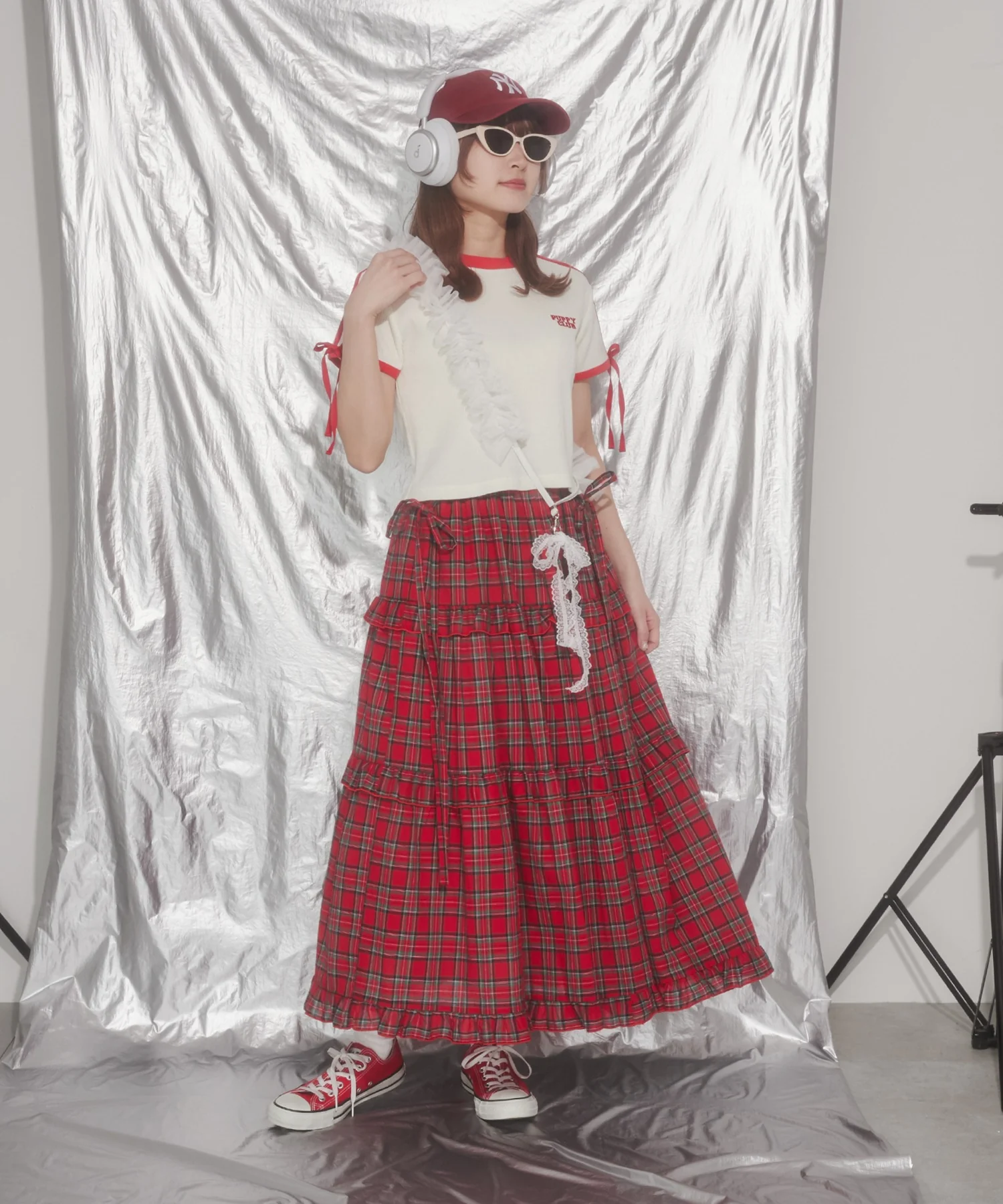 リボンポイント2ラインワッフルTシャツ - Image 33