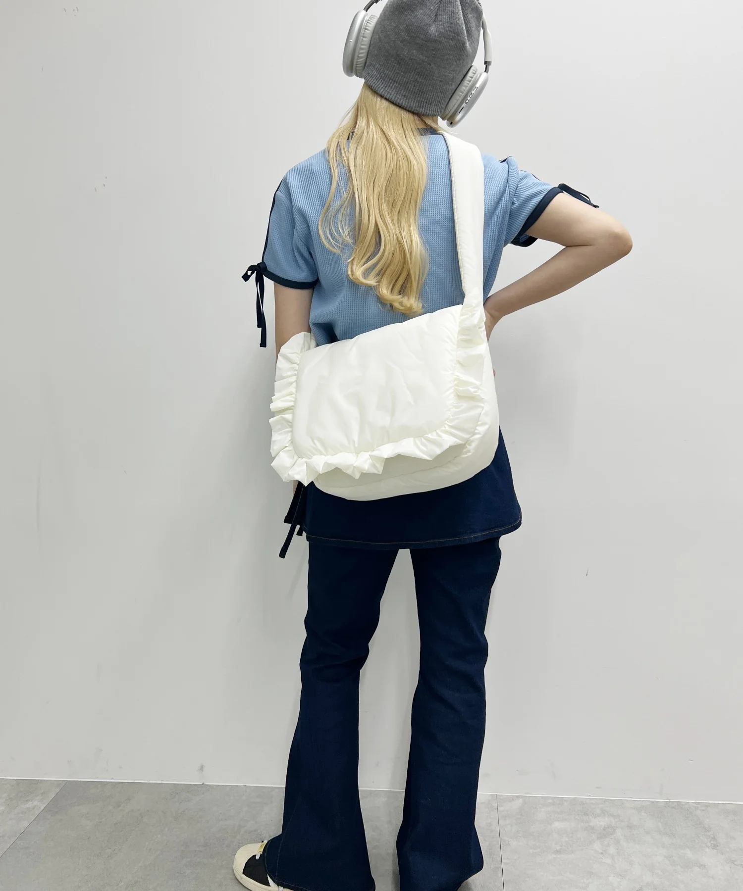 リボンポイント2ラインワッフルTシャツ - Image 9