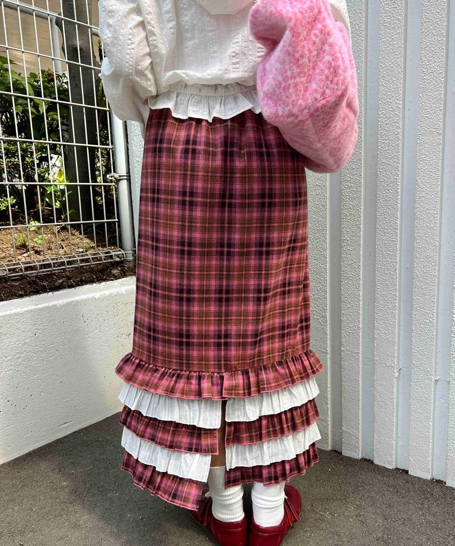 ヘムフリルチェックロングスカート - Image 5