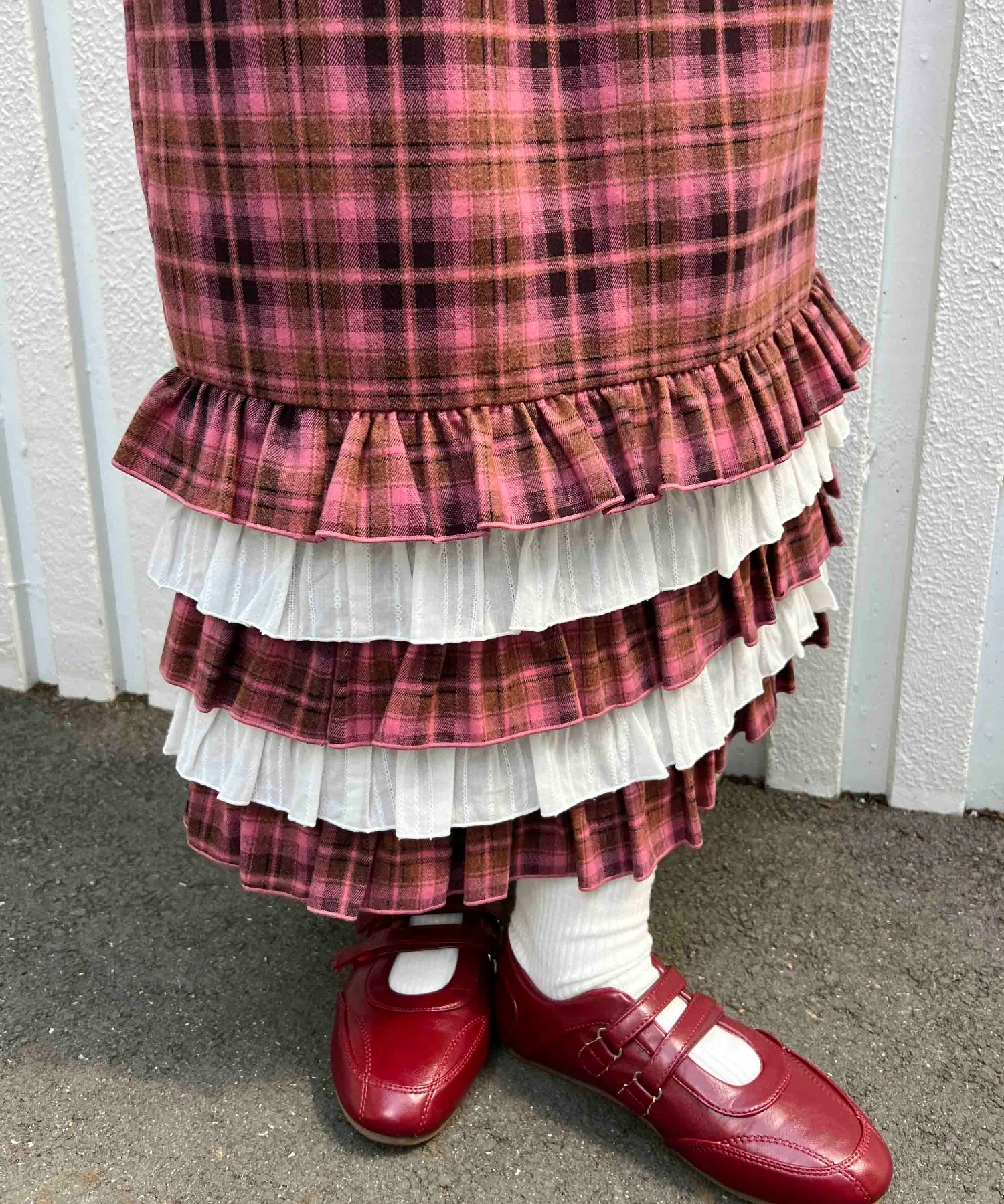 ヘムフリルチェックロングスカート - Image 8