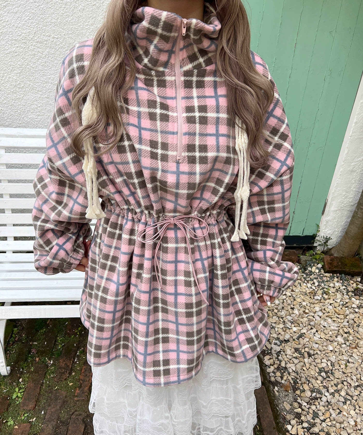 ハーフジップチェックフリースプルオーバー - Image 3